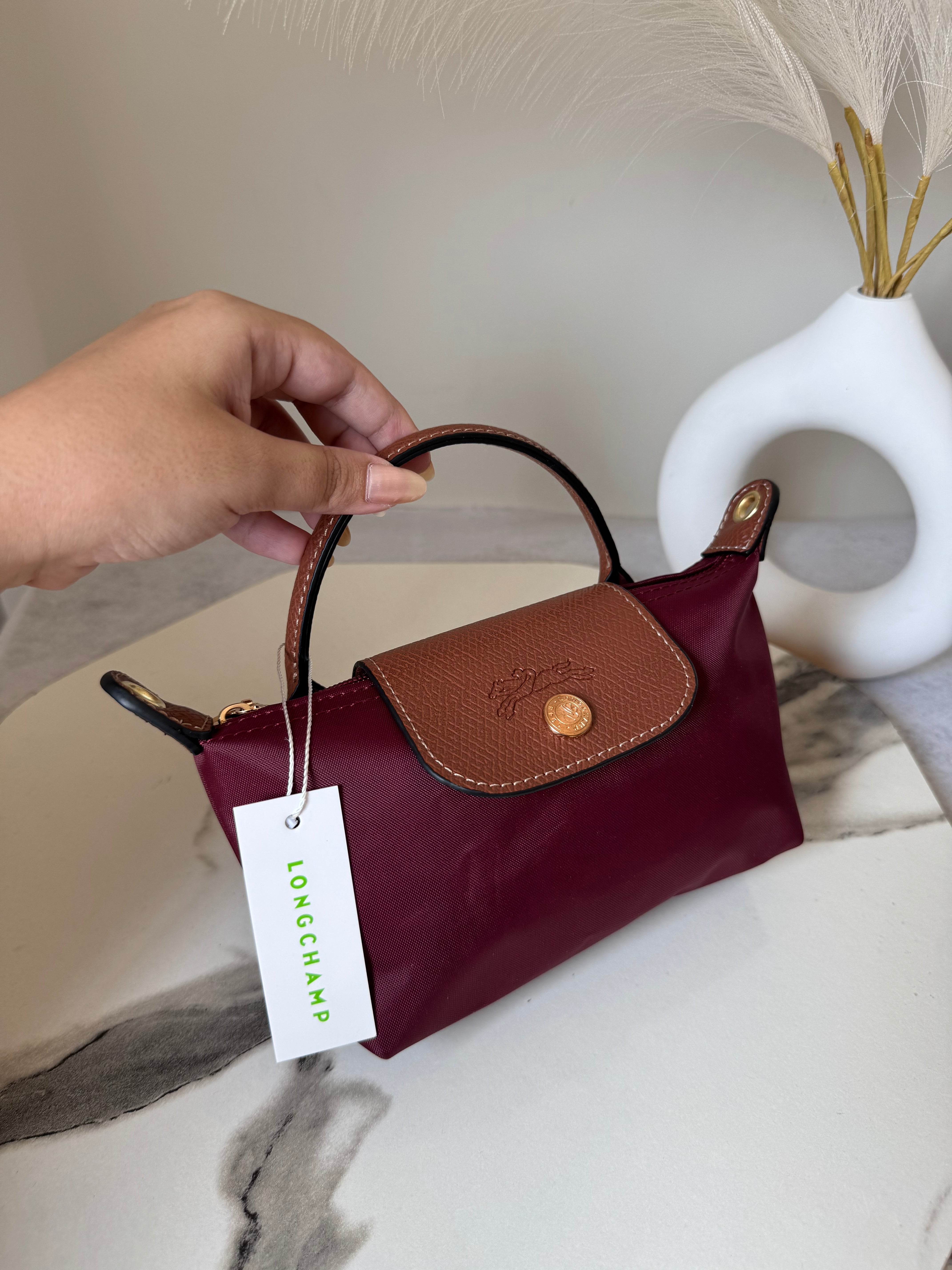 LongChamp Crossbody Bag with Strap - Wine Red (WITH BRAND LOGO)