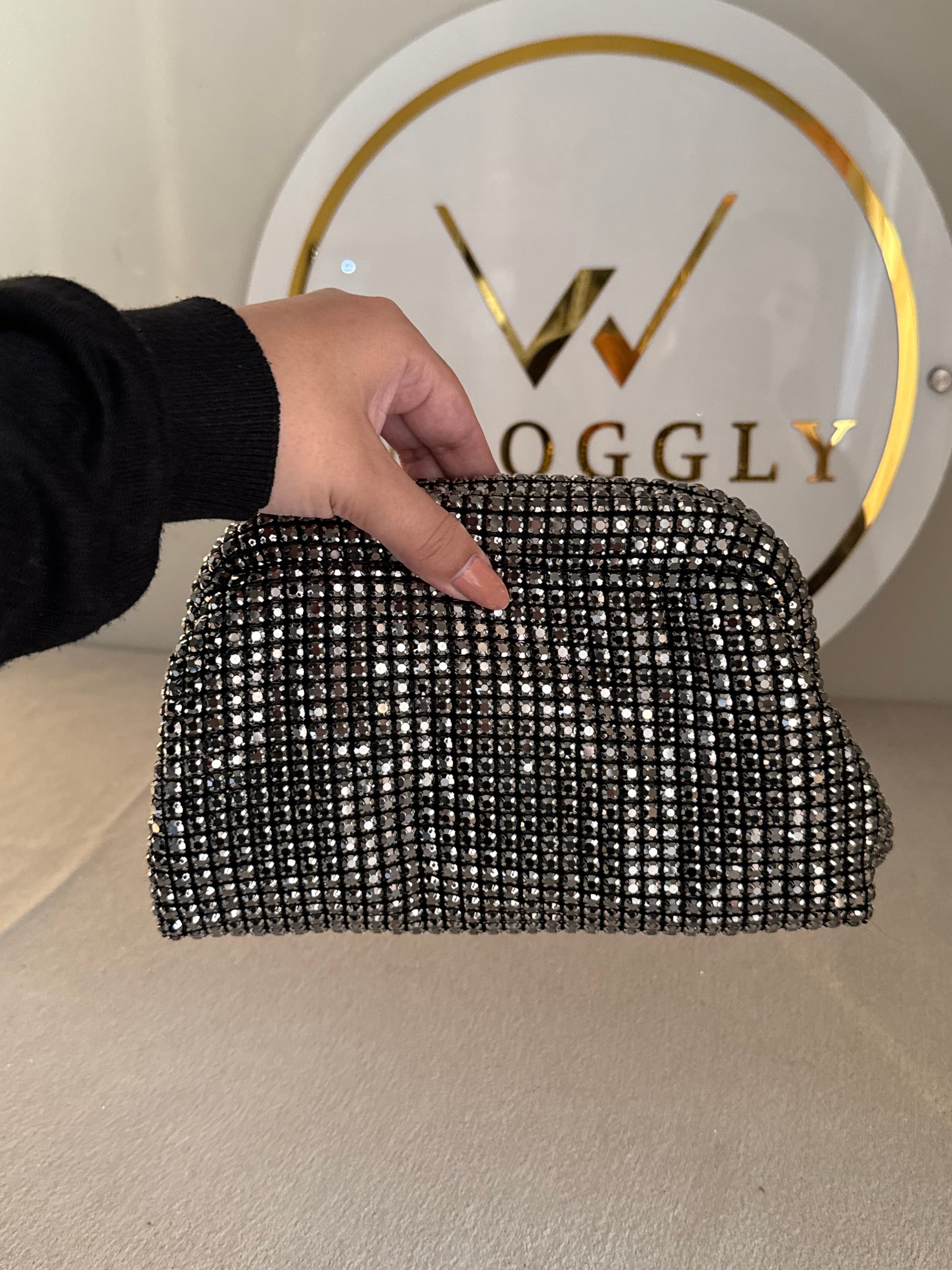 Extremely Premium Rhinestone Evening Clutch (Black)