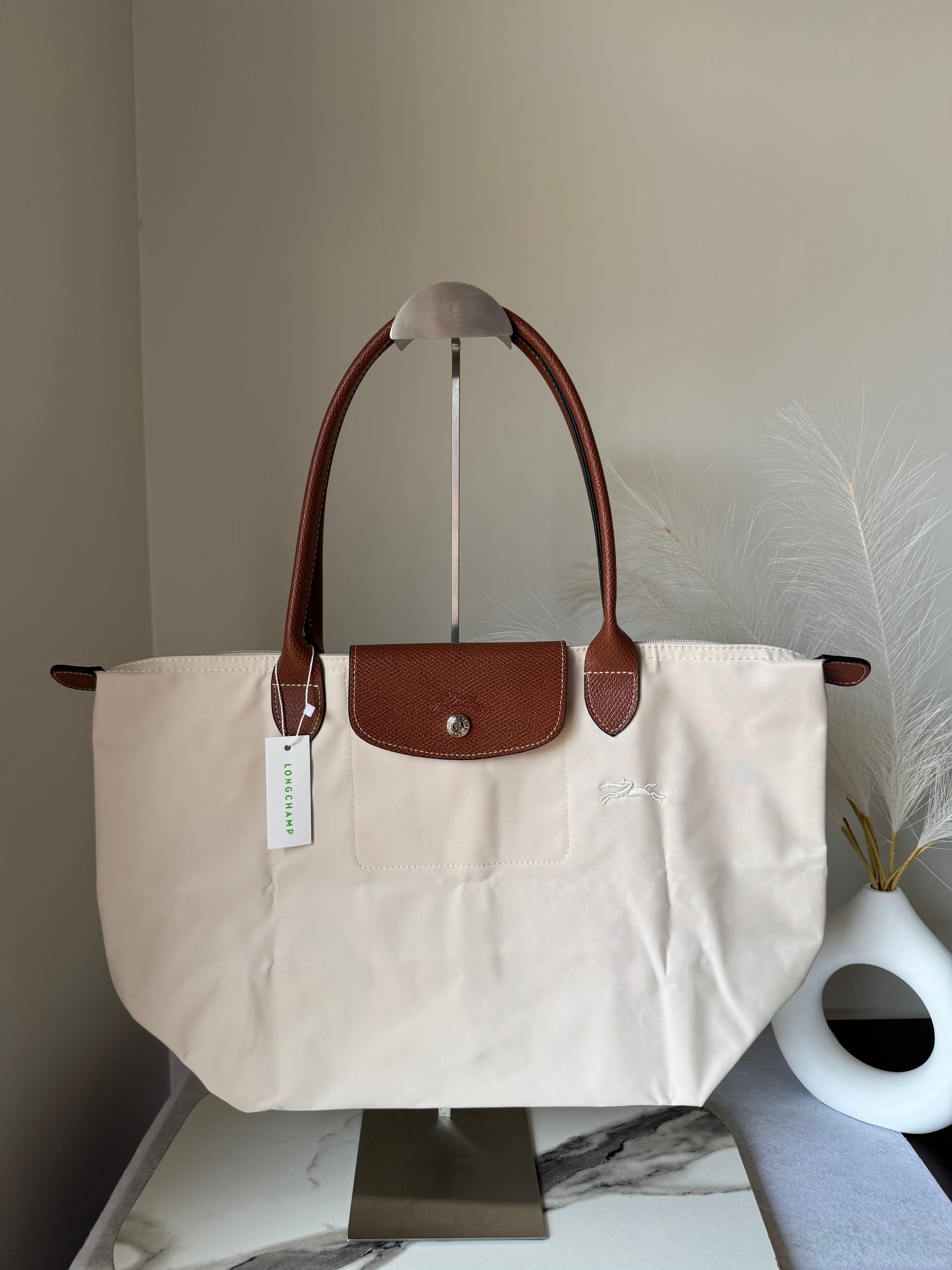 Longchamp Tote LARGE - Paper White (WITH BRAND LOGO)