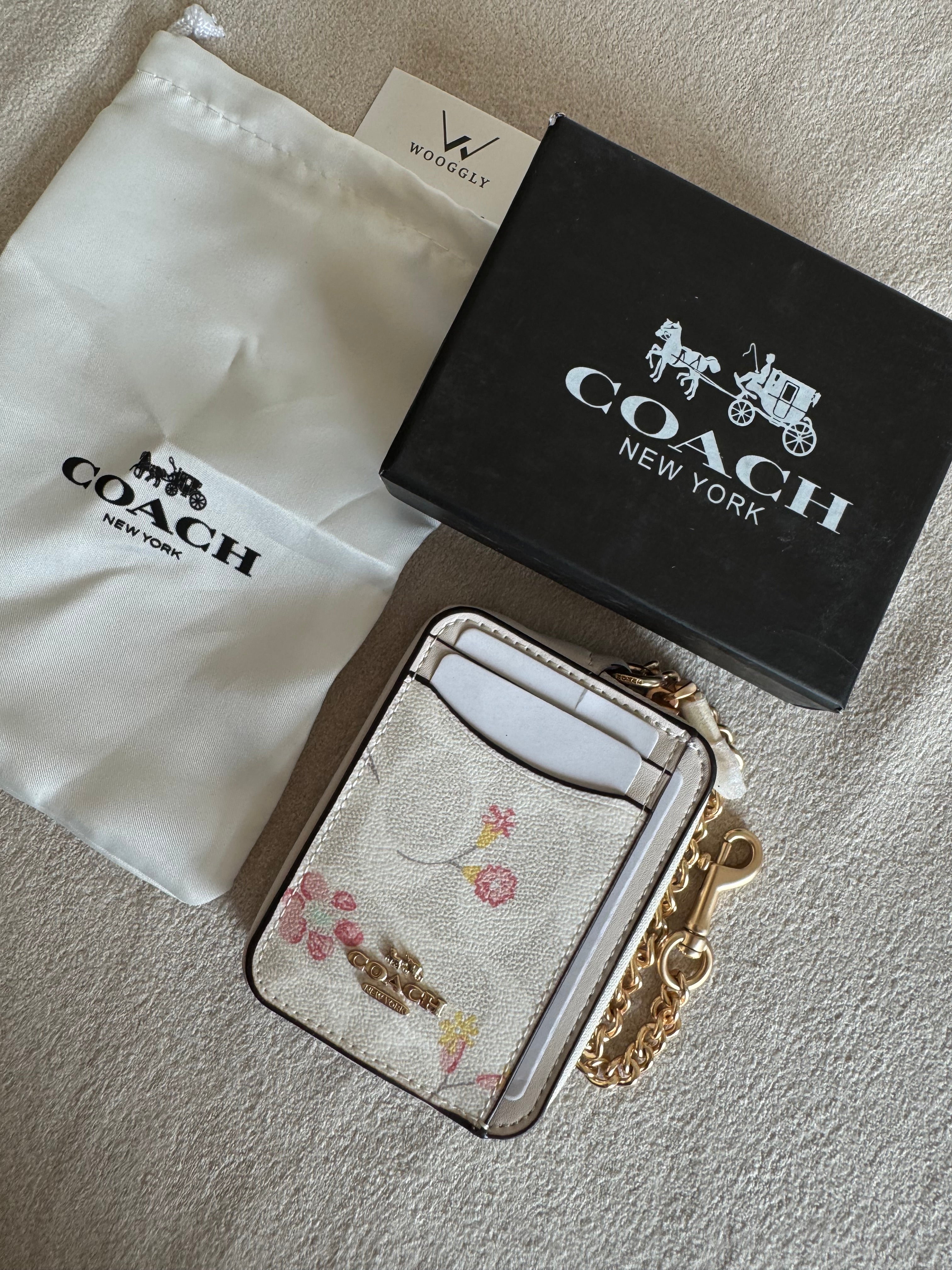Coach Zip Card Case with Box Packing - Floral Beige
