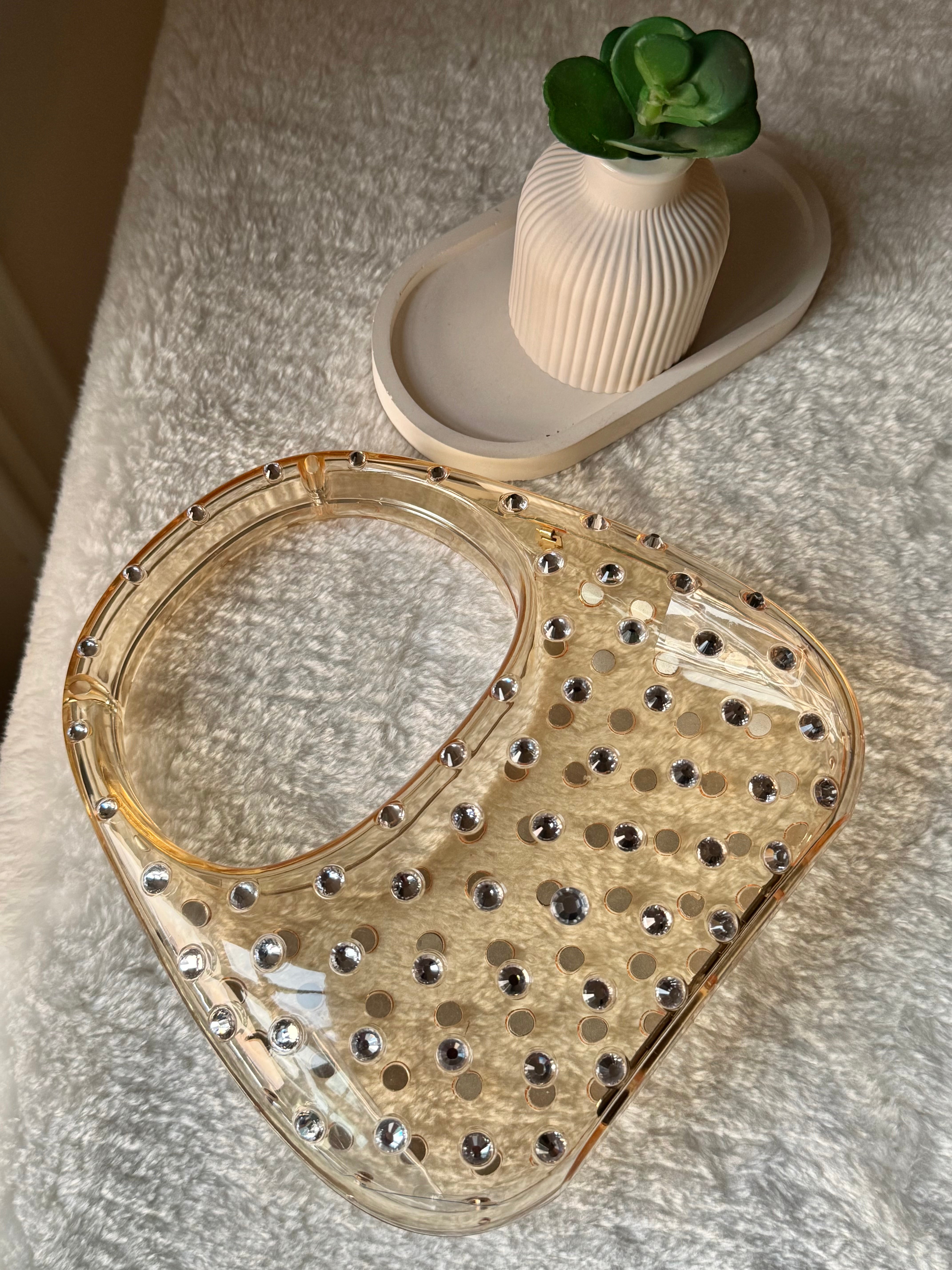 Glimmer Clutch (Champagne) with Long Chain