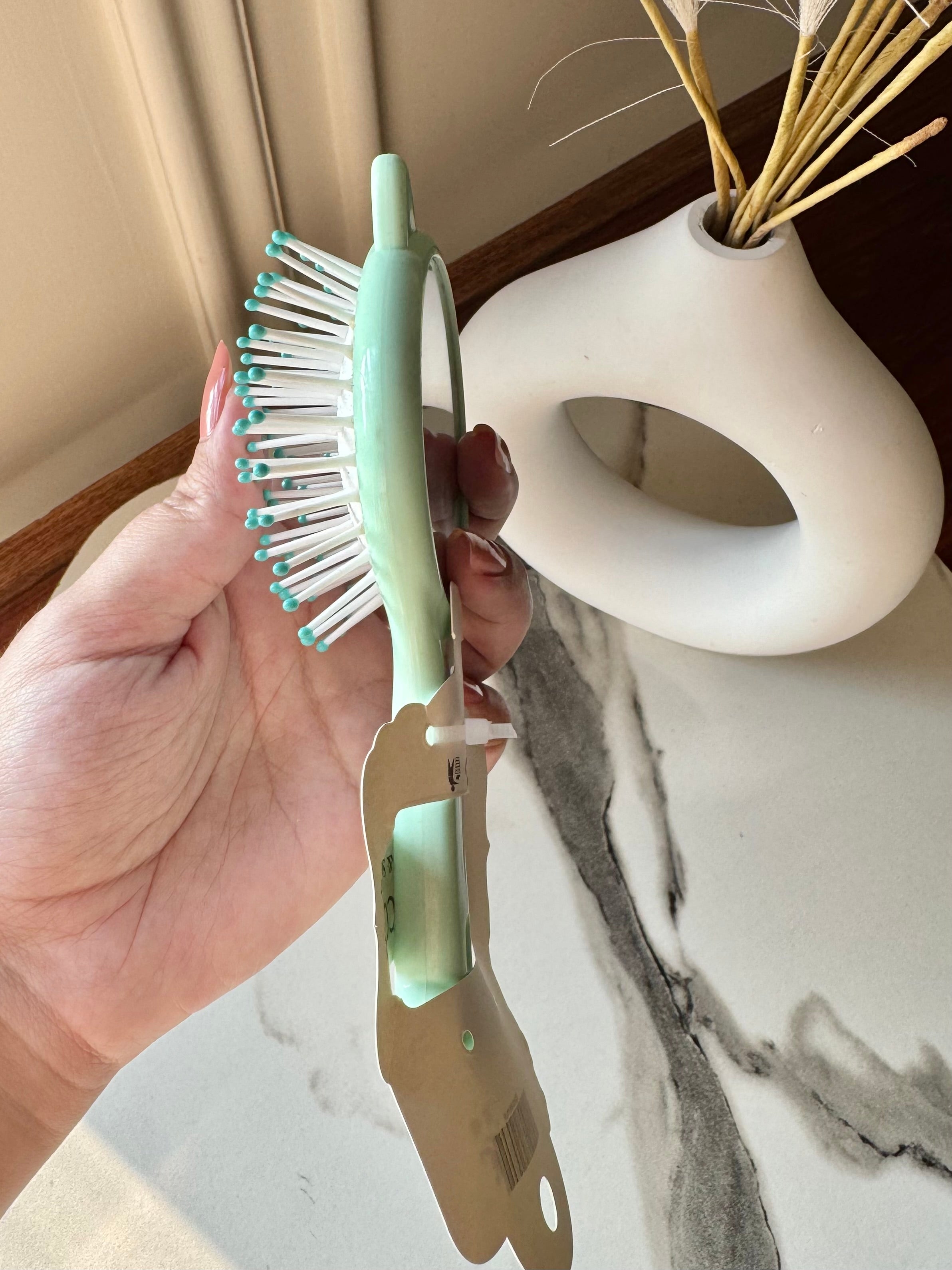 Kids Softest Teddy Shape Hair Brush with Mirror (Green)