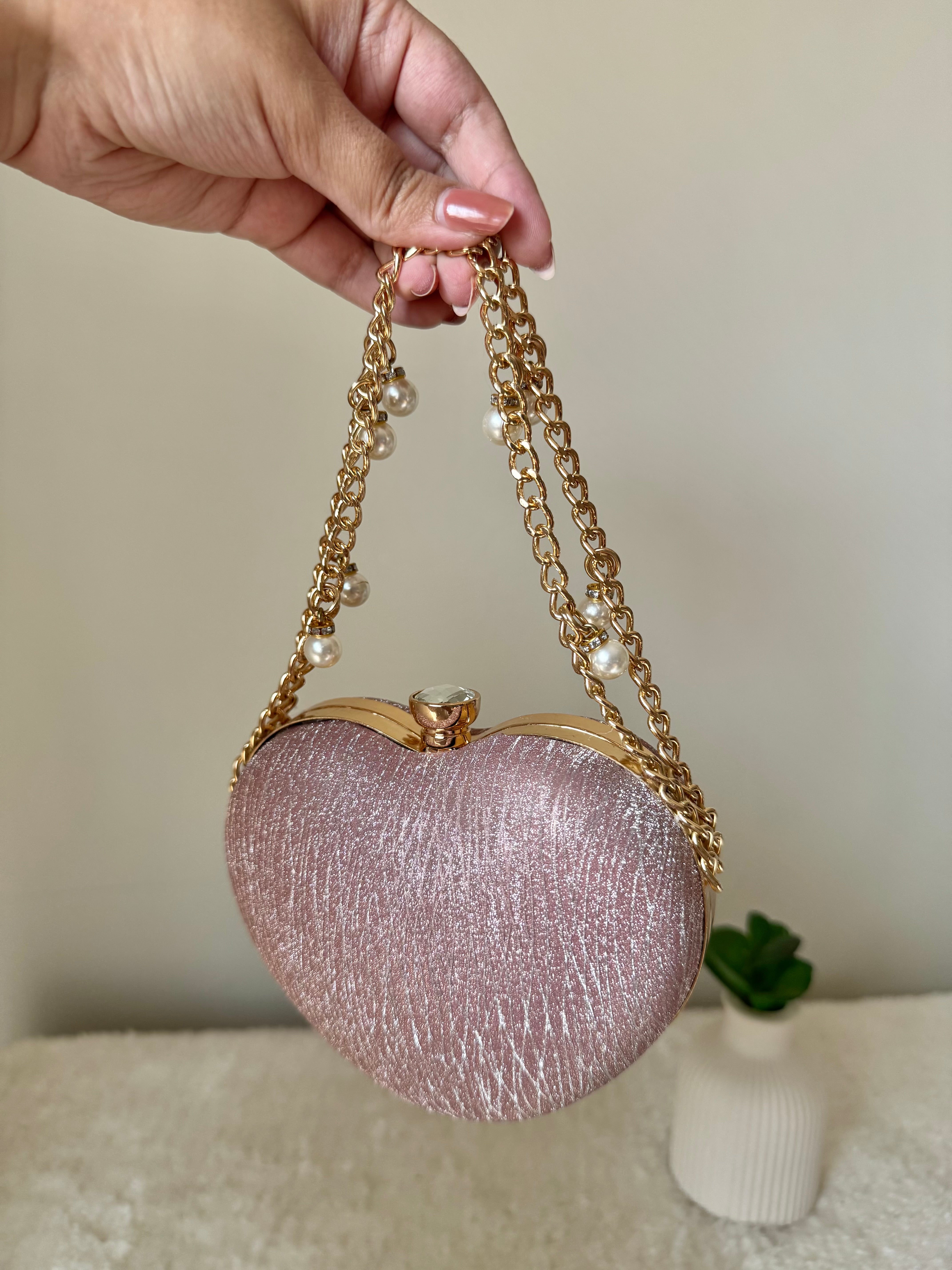 Bling Heart Clutch - Pink