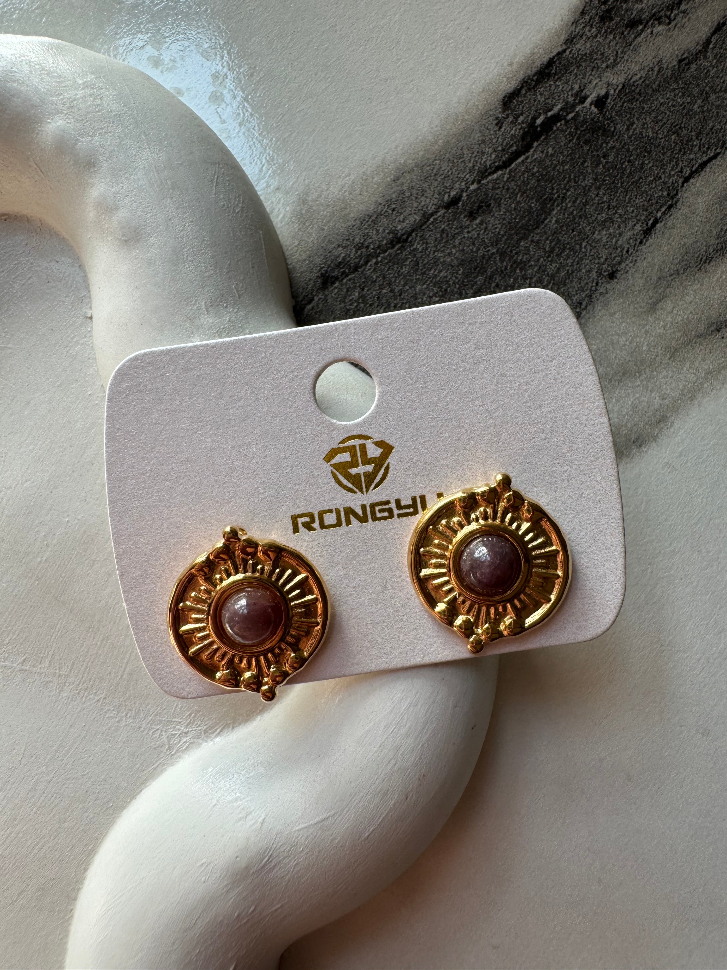 Terra Studs Black - 18K Gold Plated