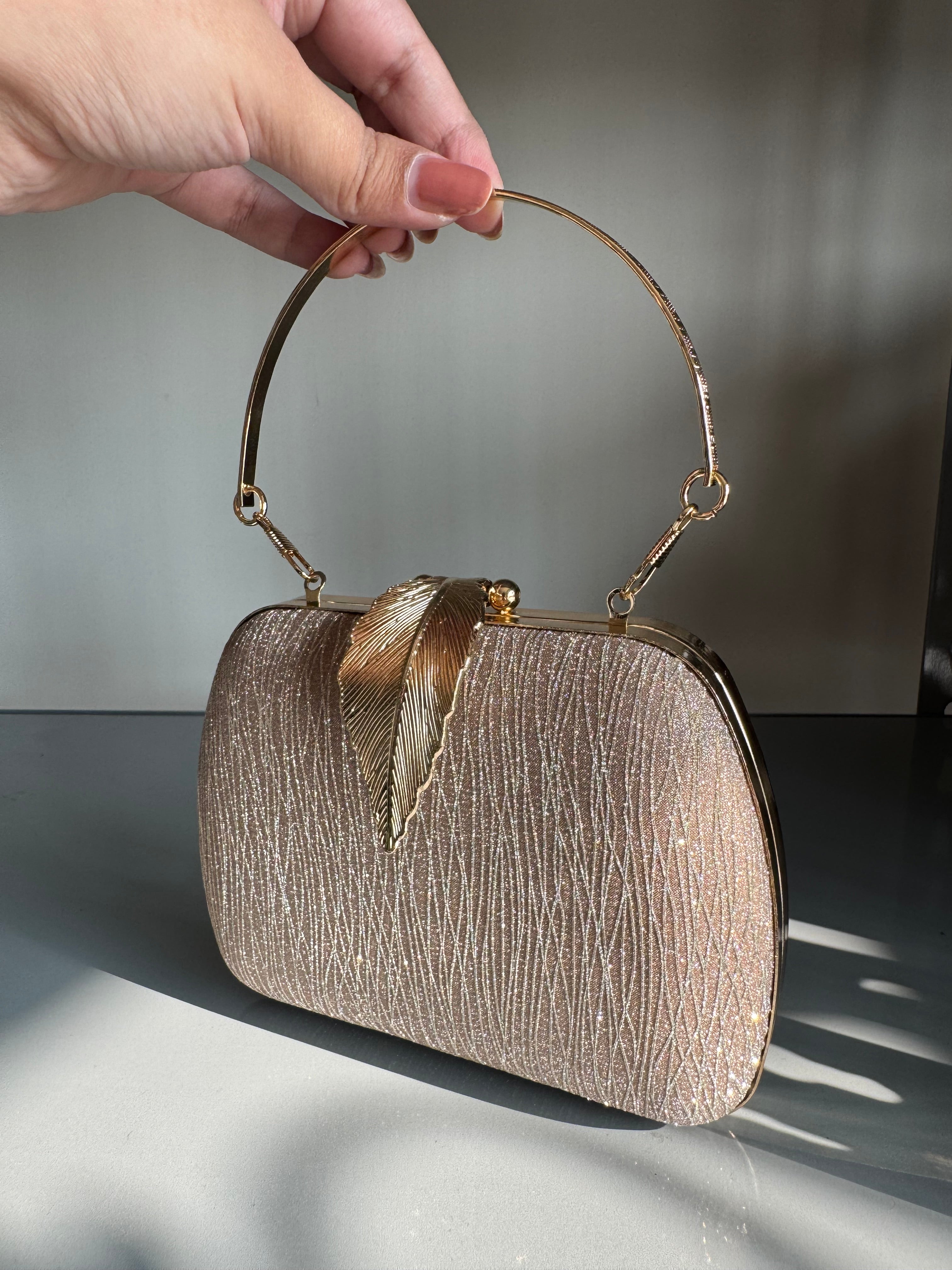 Crystal Charm Clutch - Shimmer Gold