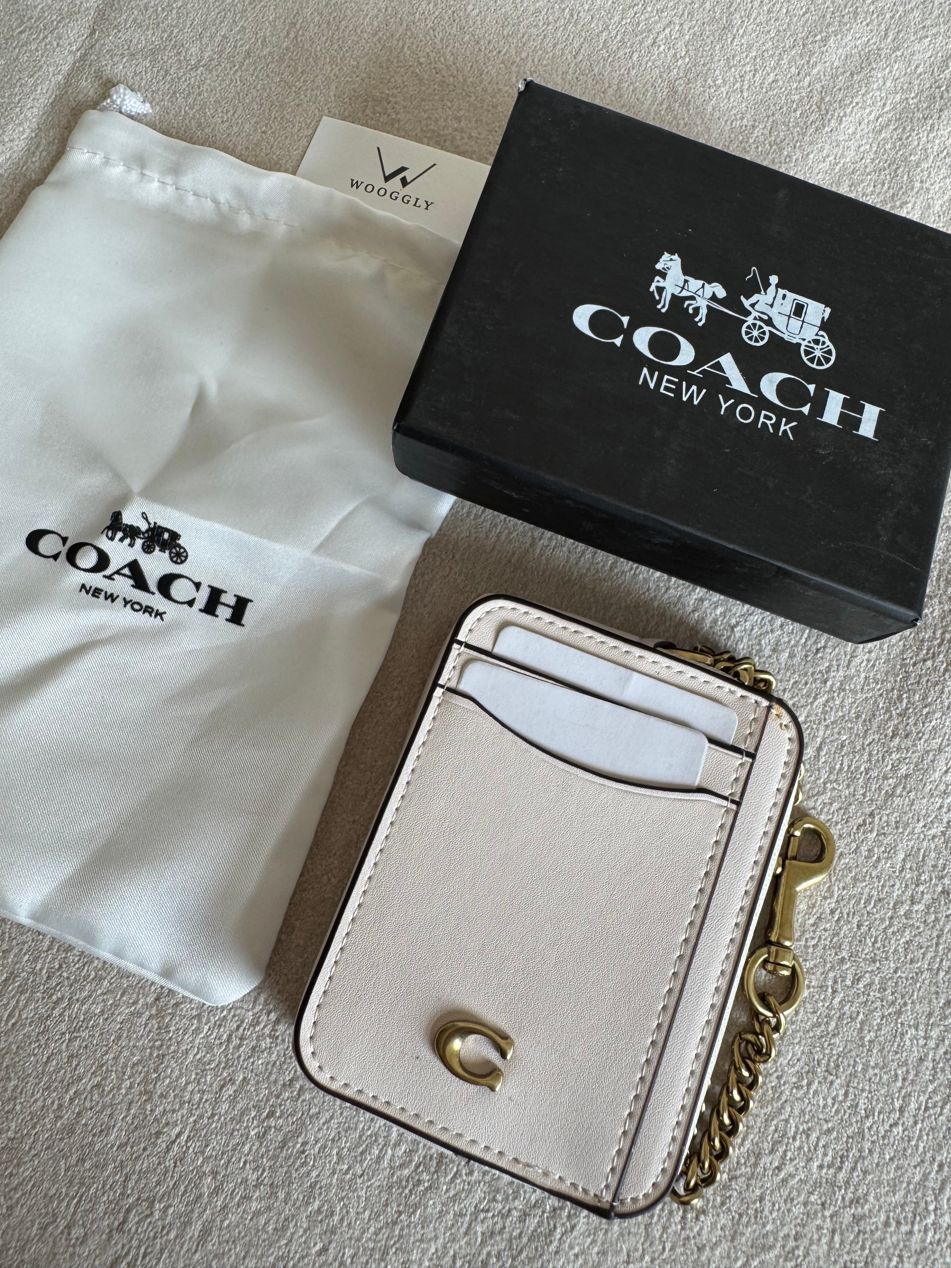 Coach Zip Card Case with Box Packing - White