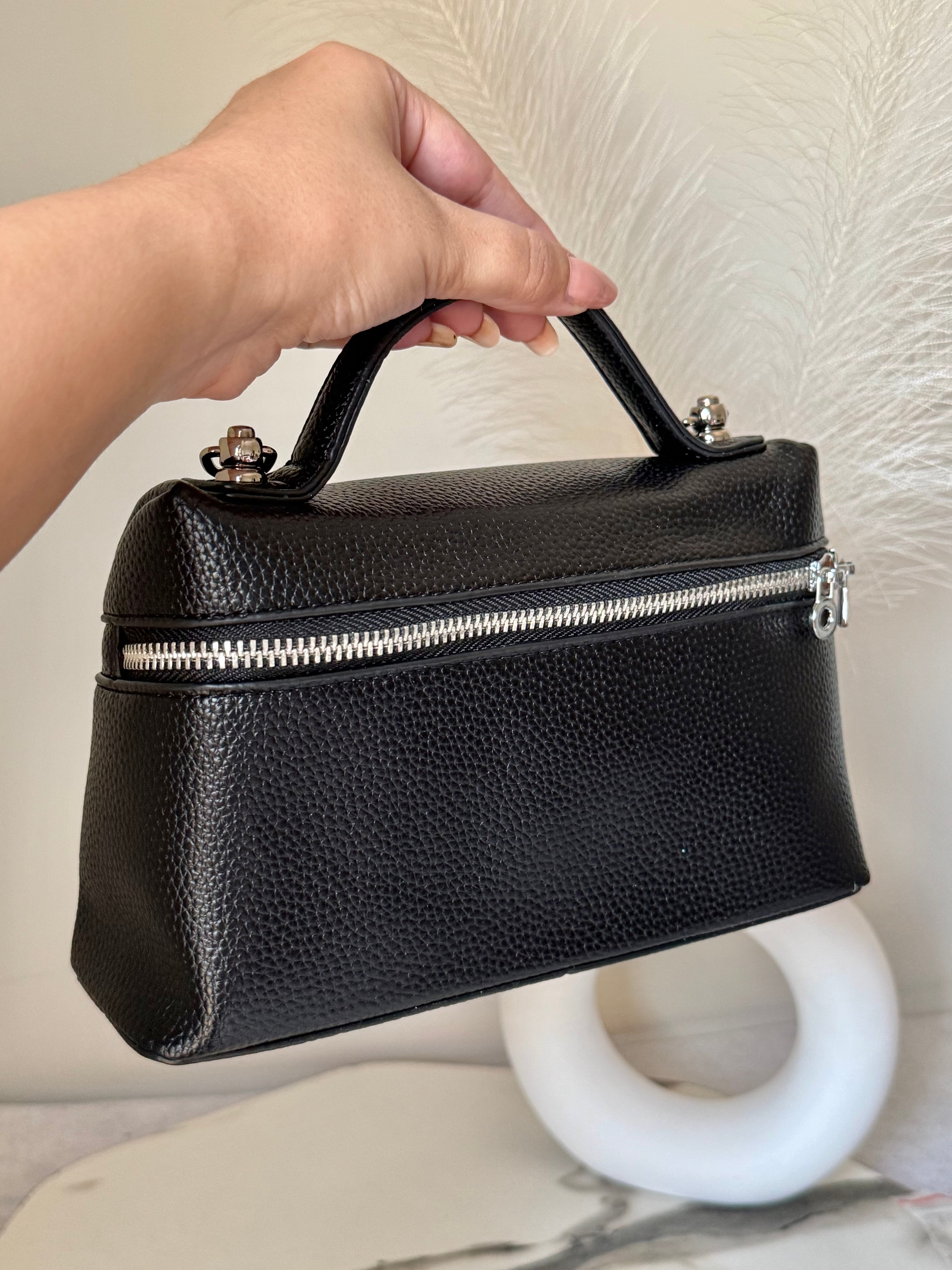 Loro Piana Inspired with Strap & Silk Scarf - Black