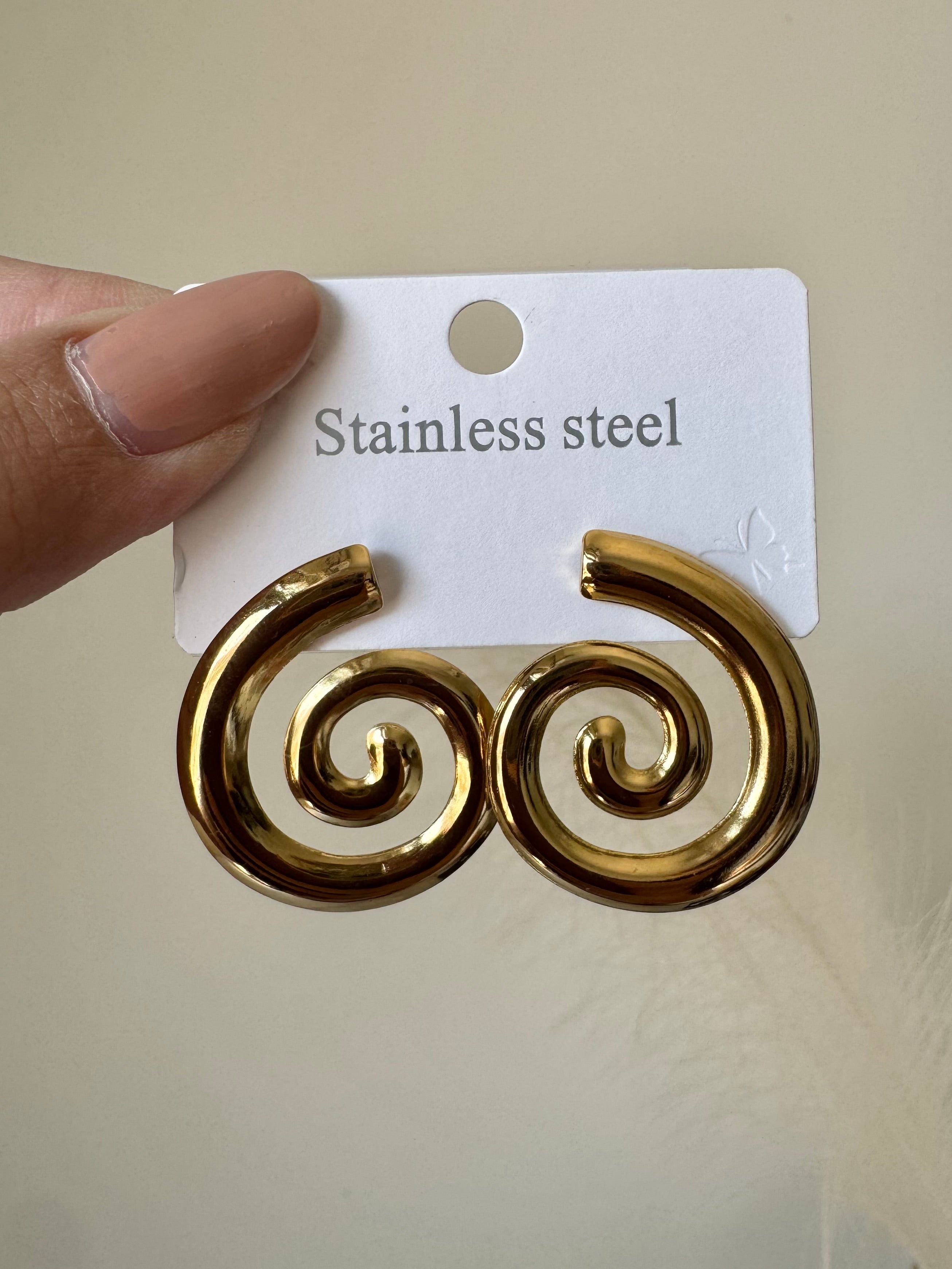 Golden Swirl Studs - 18K Gold Plated