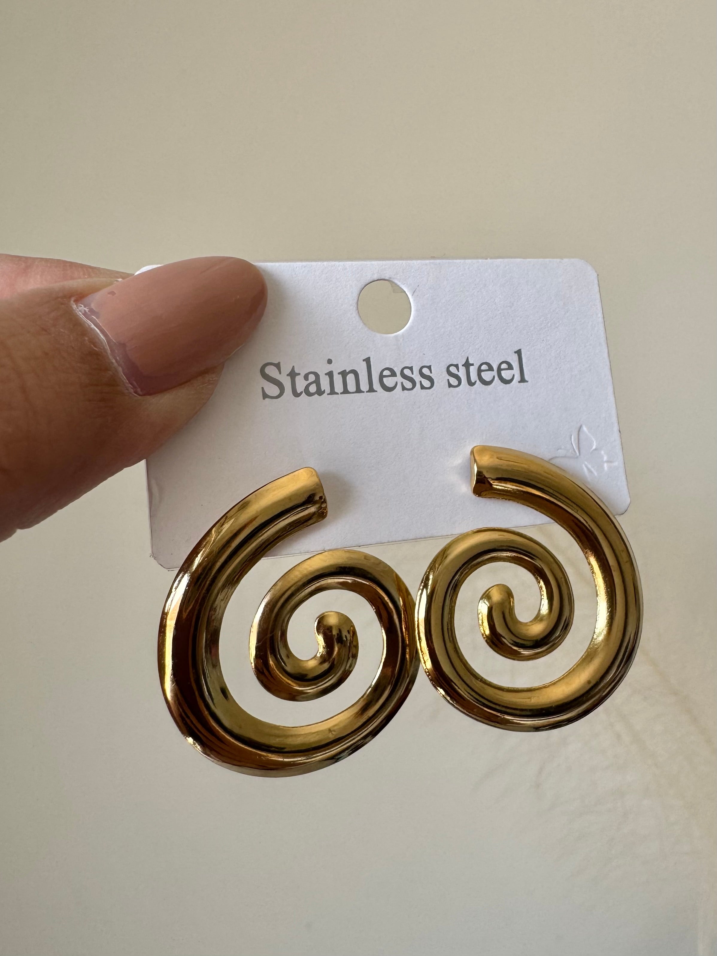 Golden Swirl Studs - 18K Gold Plated