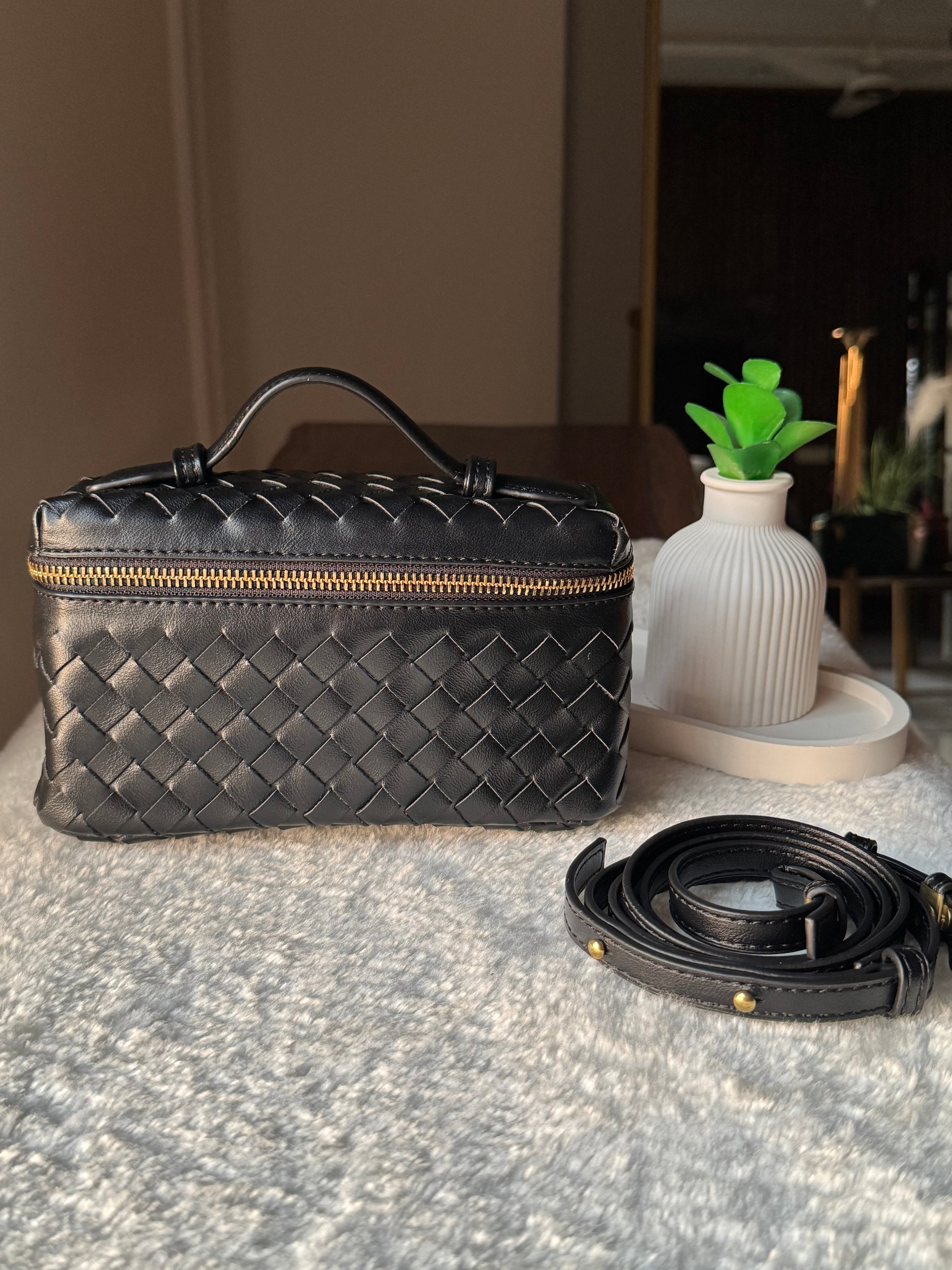 JW Pie Woven Bag with Long Strap (Black)