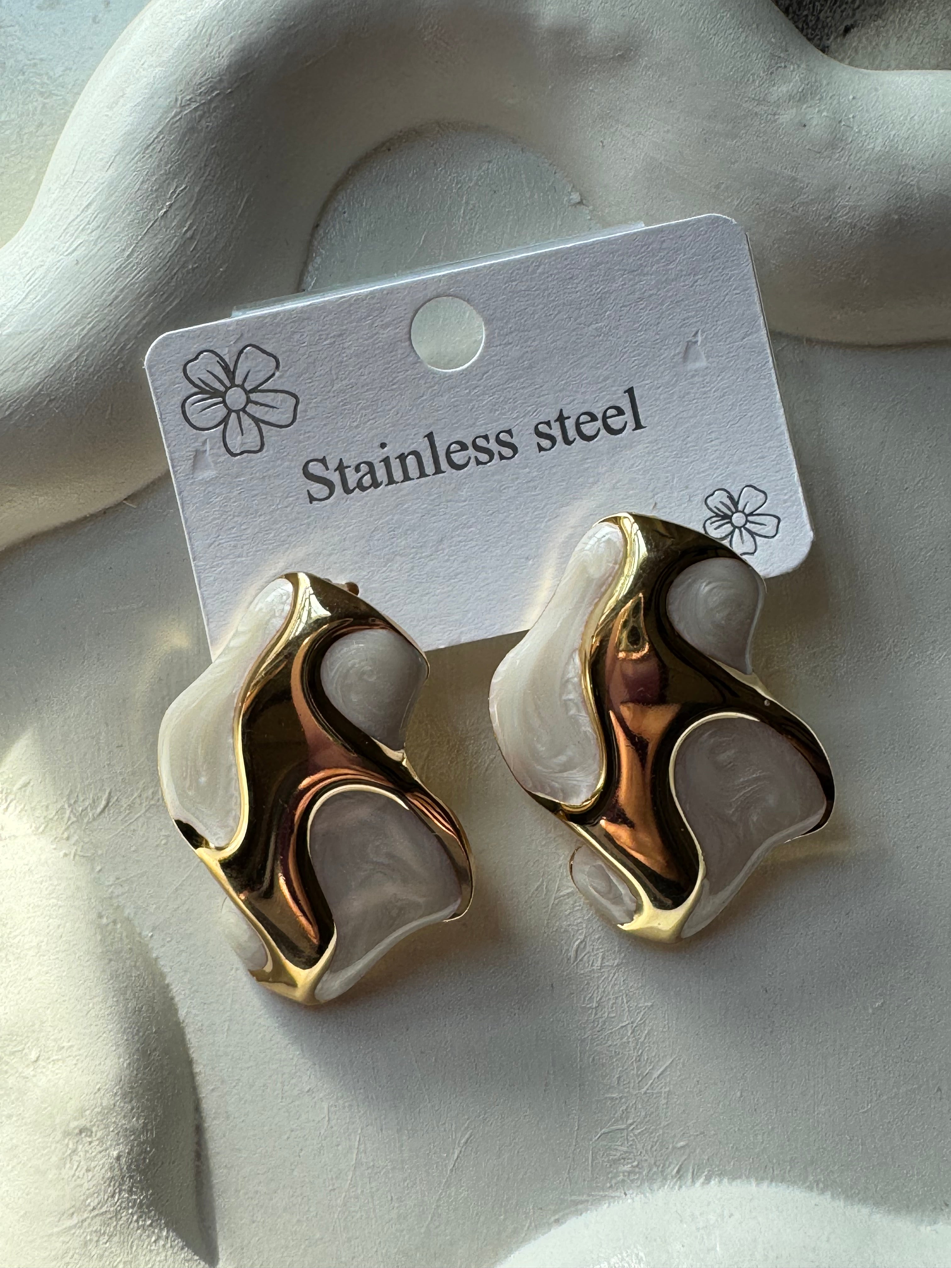 Halo Earrings - White & Black