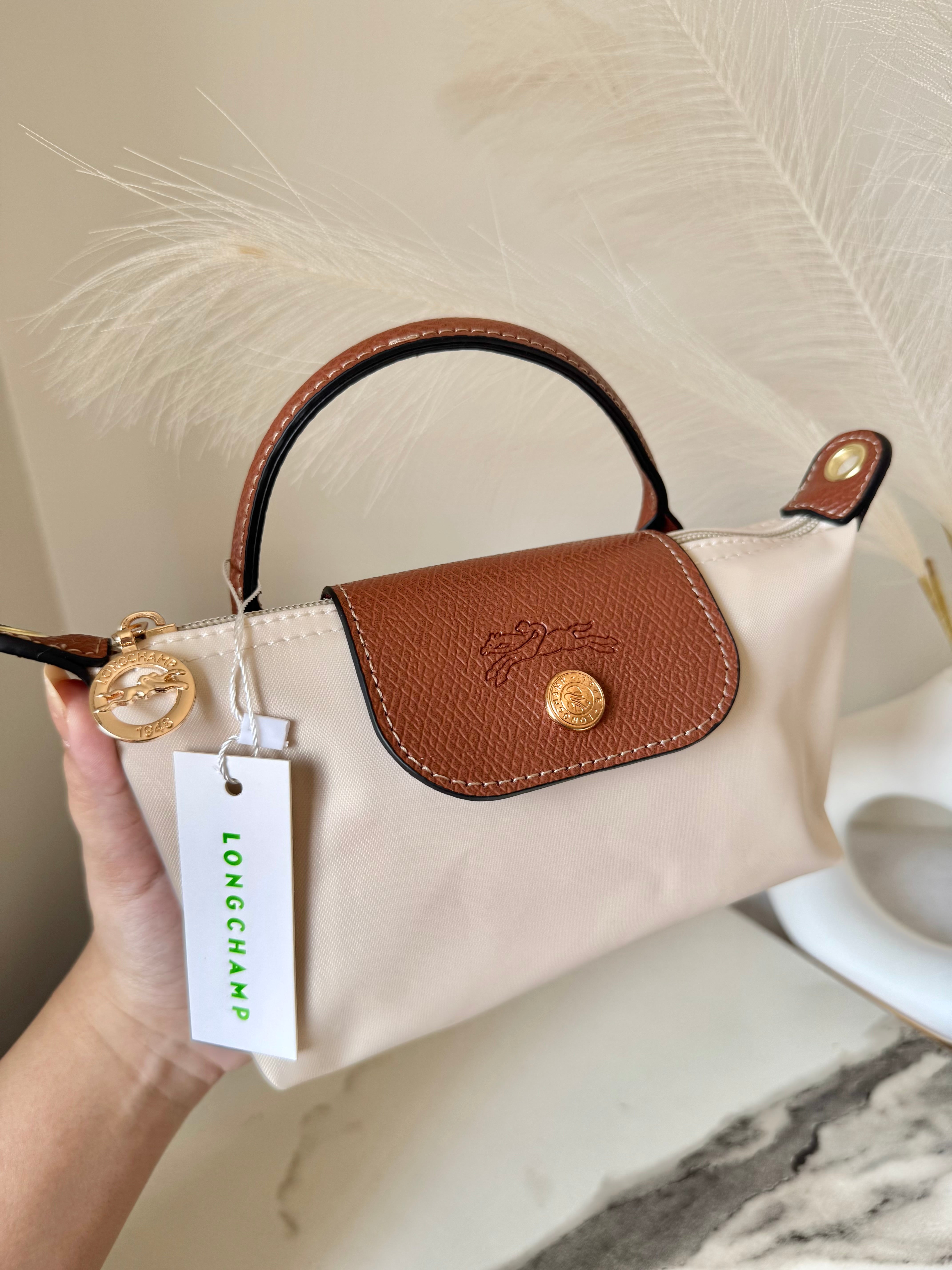 LongChamp Crossbody Bag with Strap - Paper White (WITH BRAND LOGO)