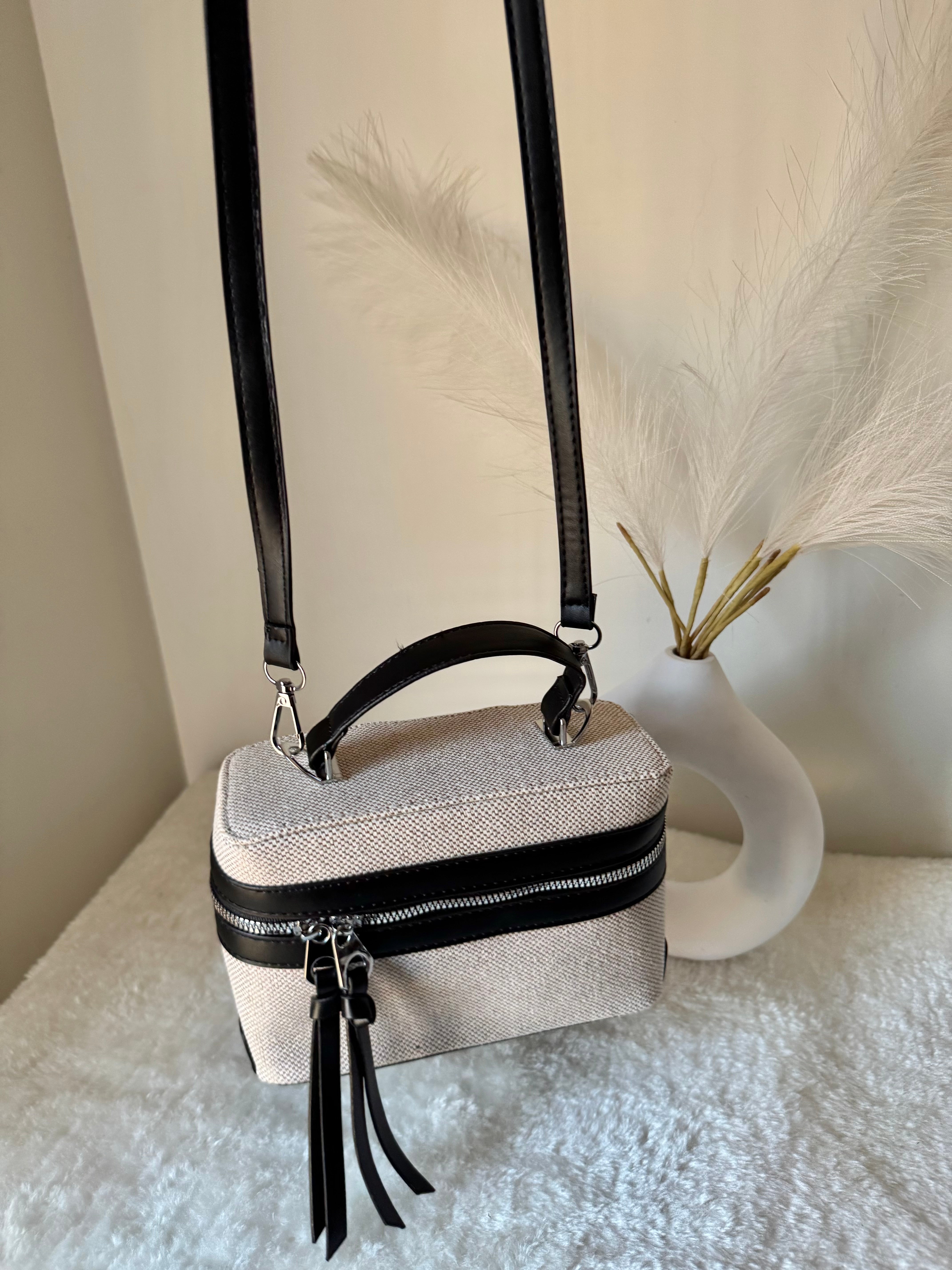 ZARA Inspired Box Bag - Black with Long Strap