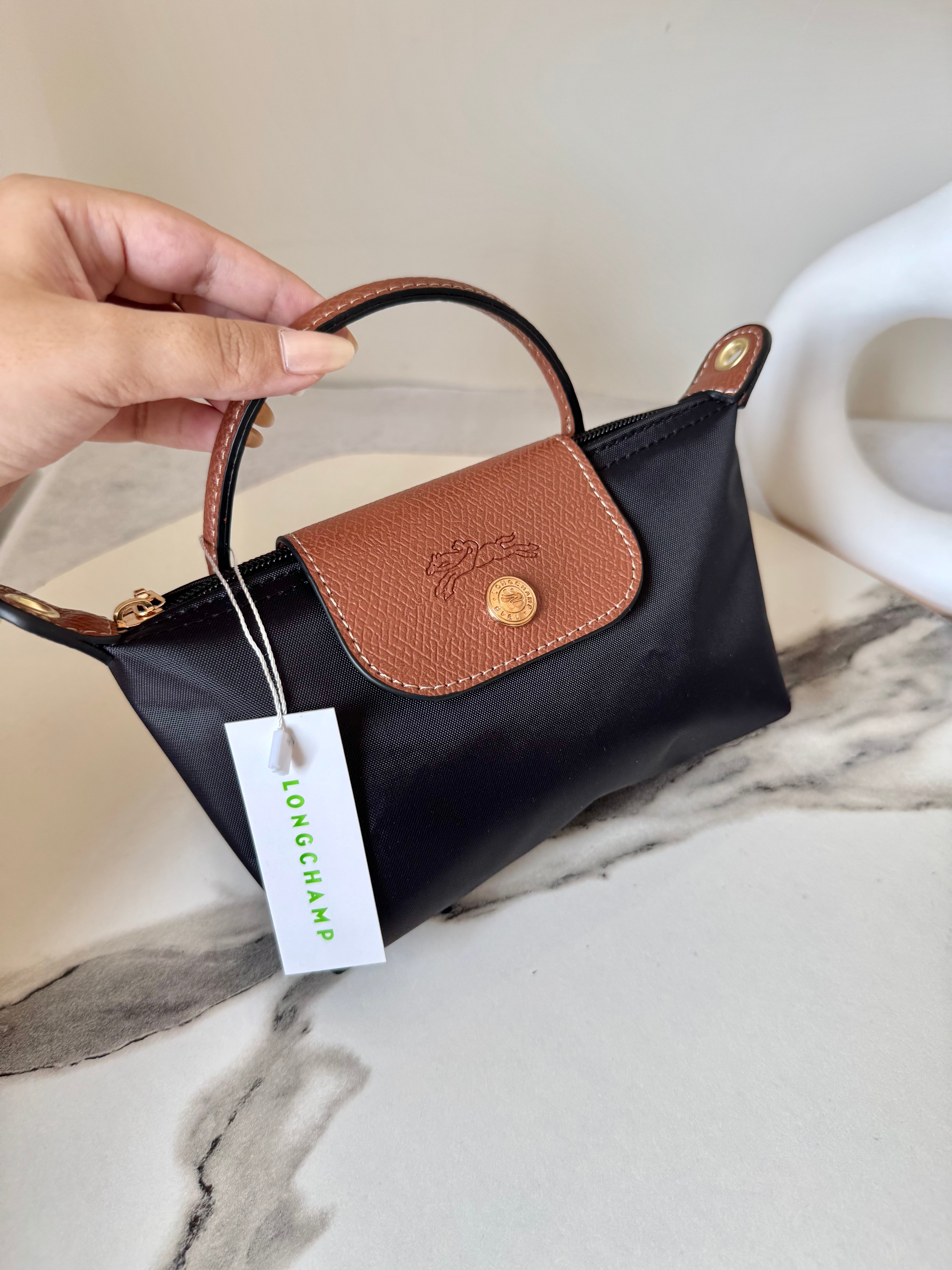 LongChamp Crossbody Bag with Strap - Black (WITH BRAND LOGO)