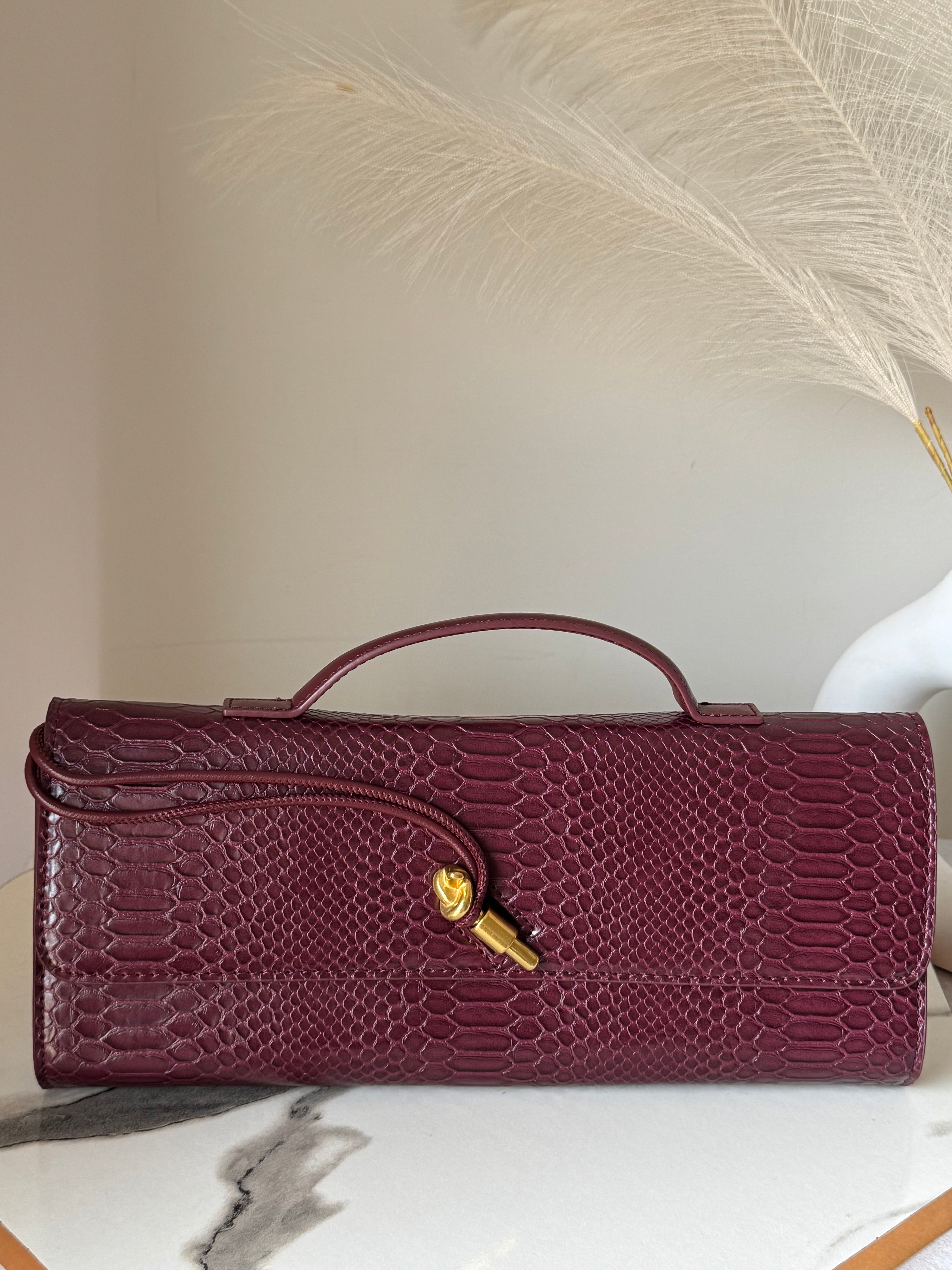Bottega Veneta Inspired Clutch (Burgandy)