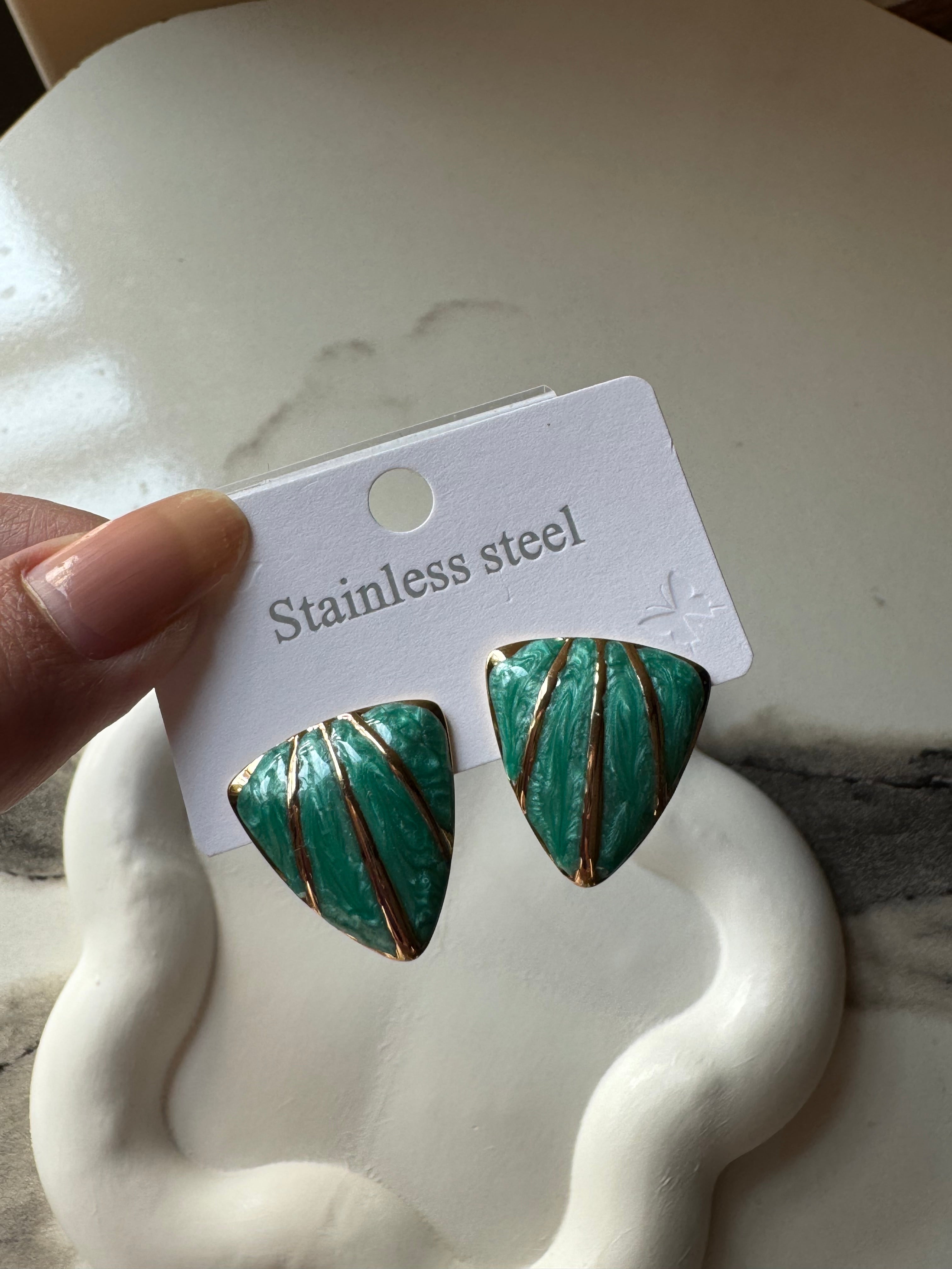 Trinity Studs - Green