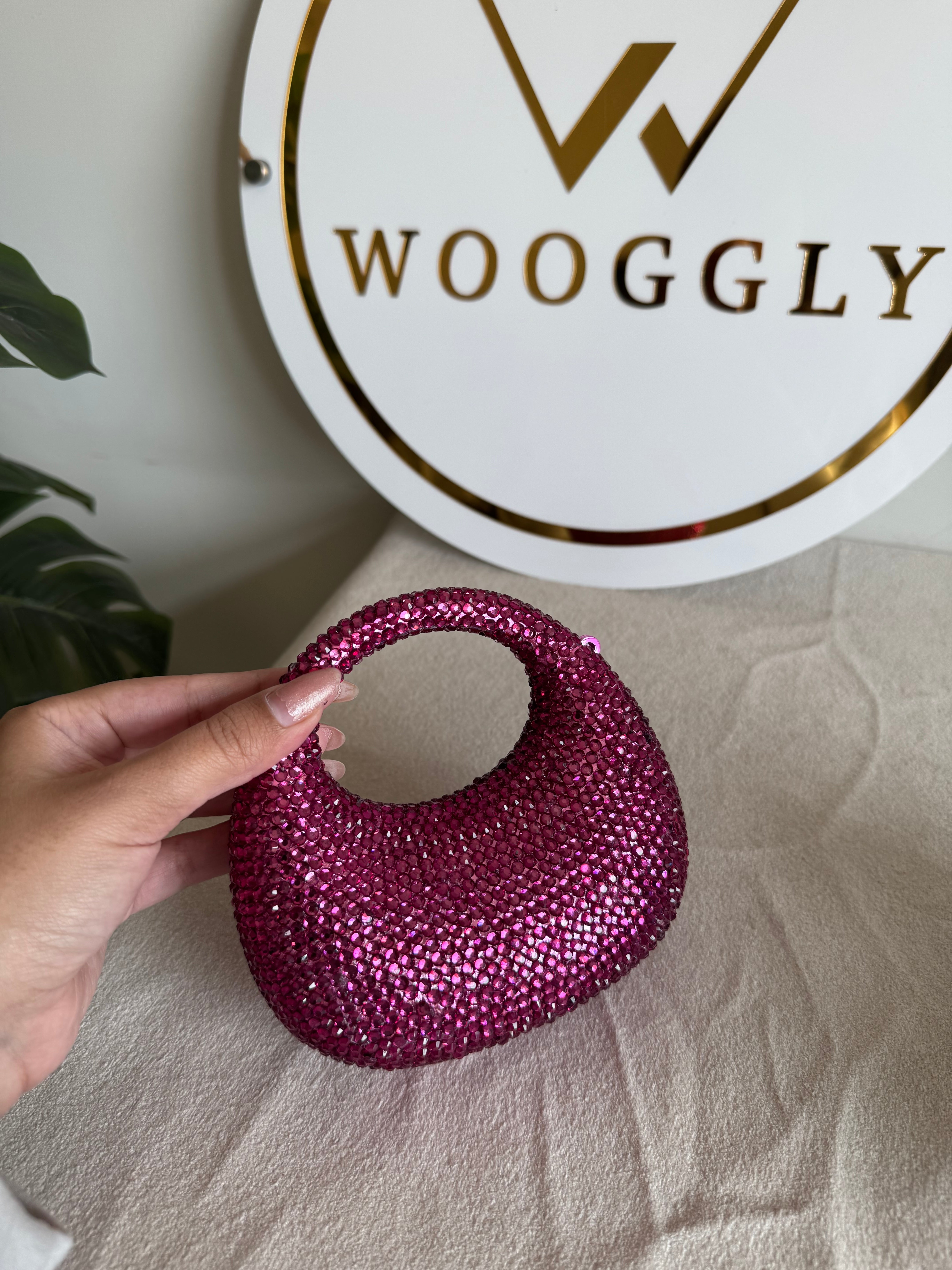 Viral Swarovski Metallic Clutch - Mini Pink