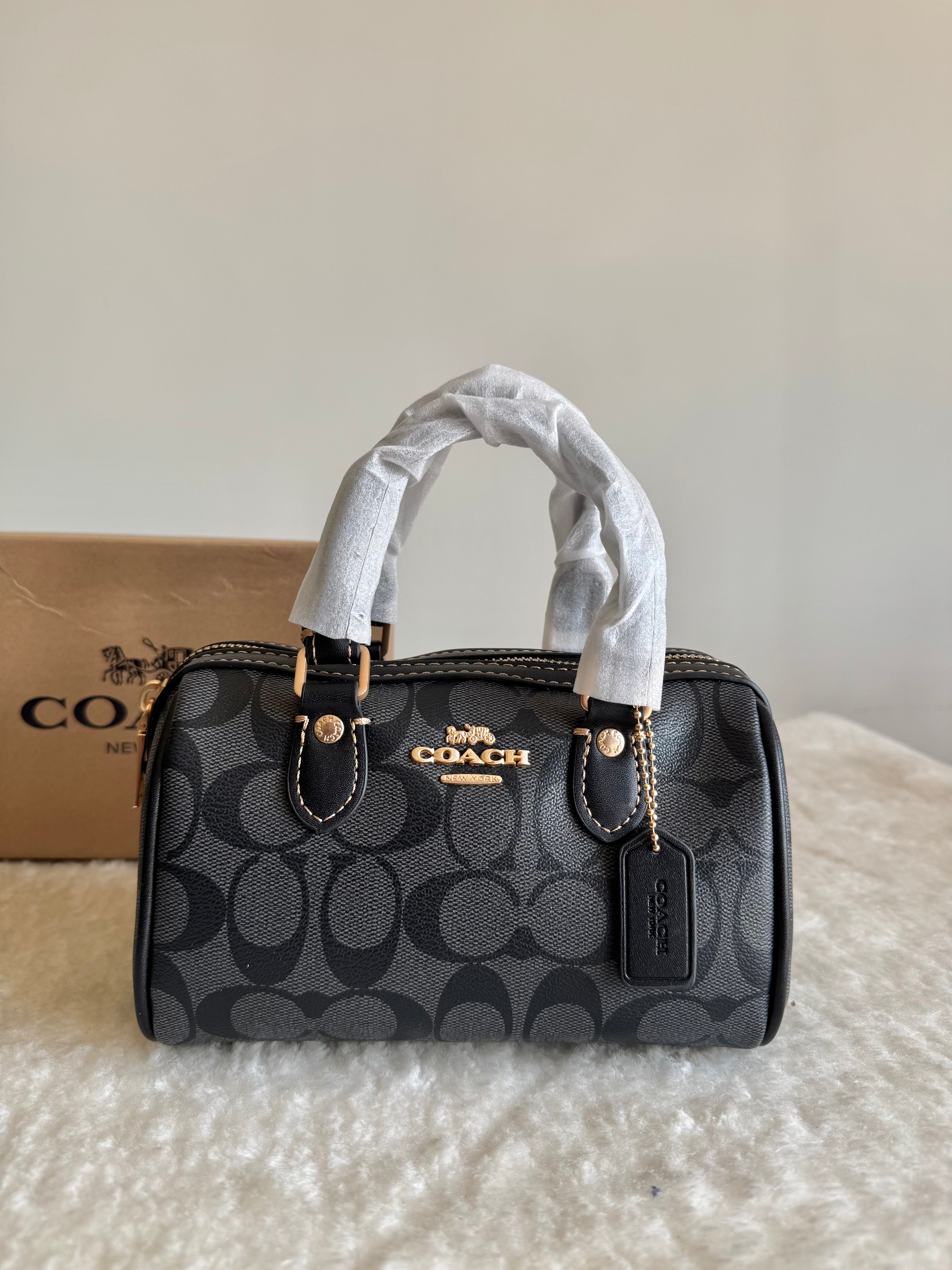 COACH Mini Duffle Bag PREMIUM with Long Strap (Black) - BOX PACKING