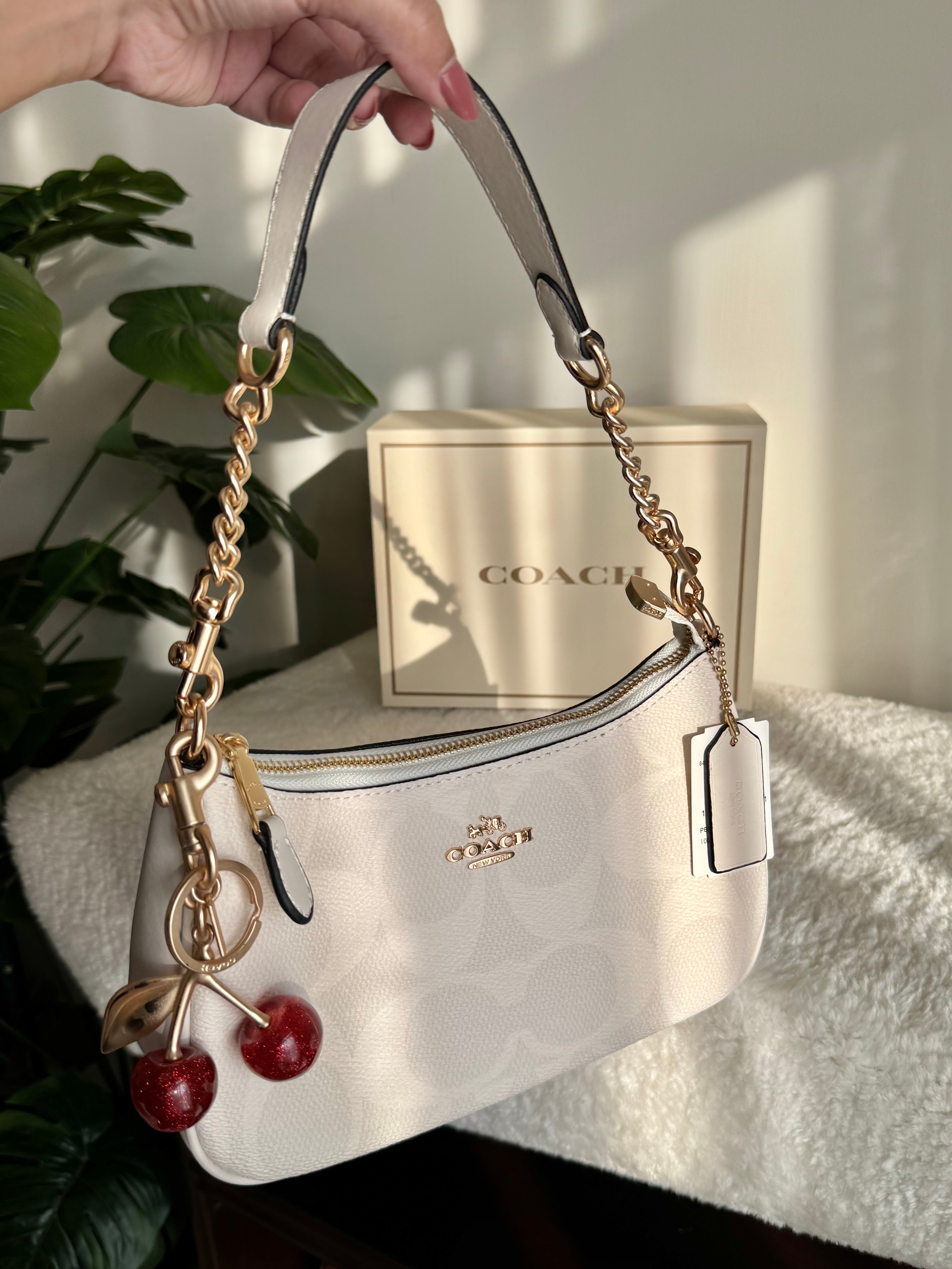 COACH TERI PREMIUM with Coach Cherry Charm (White) - BOX PACKING