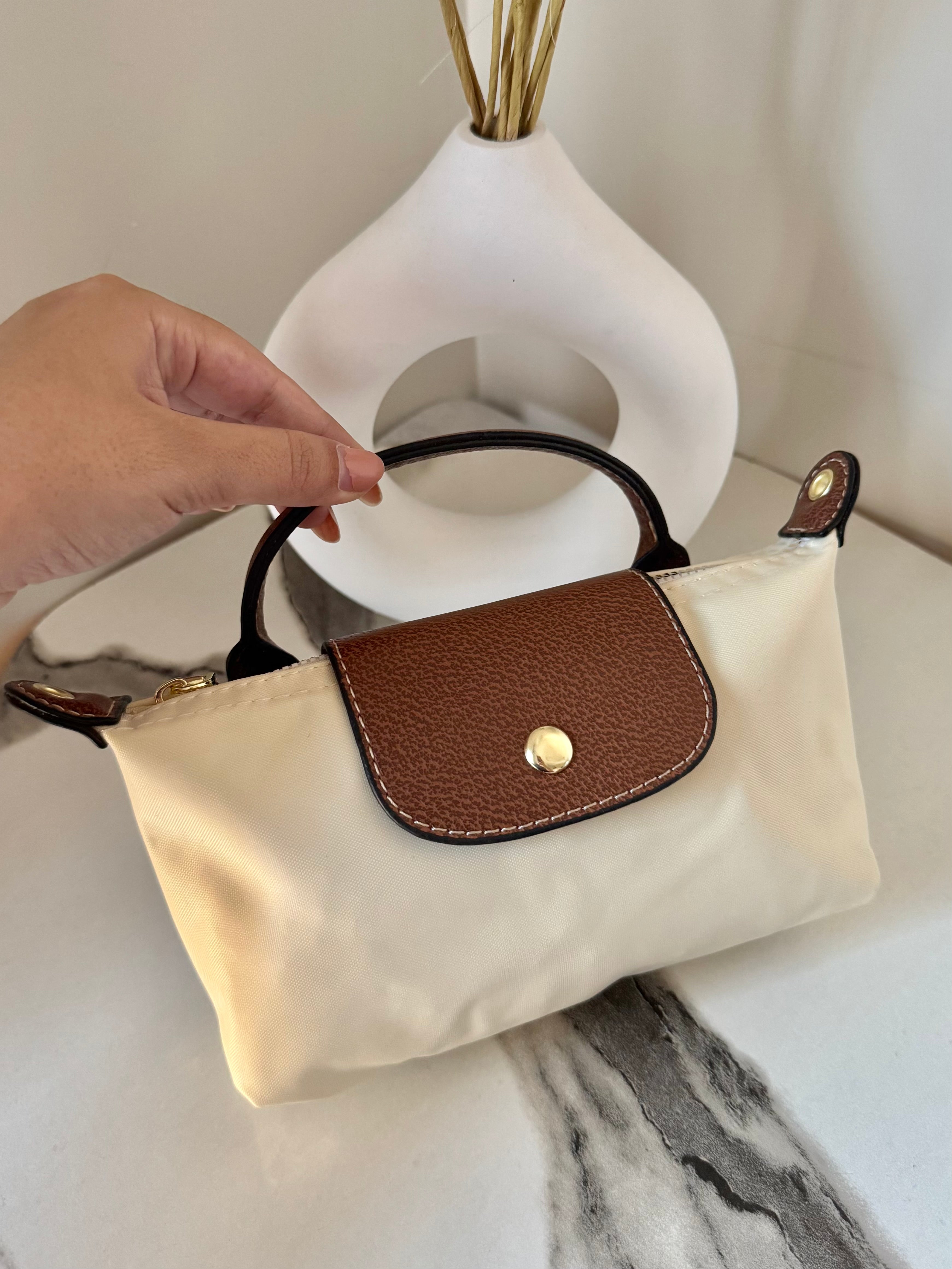 Longchamp Crossbody Bag with Strap - Small Off White (NO LOGO)
