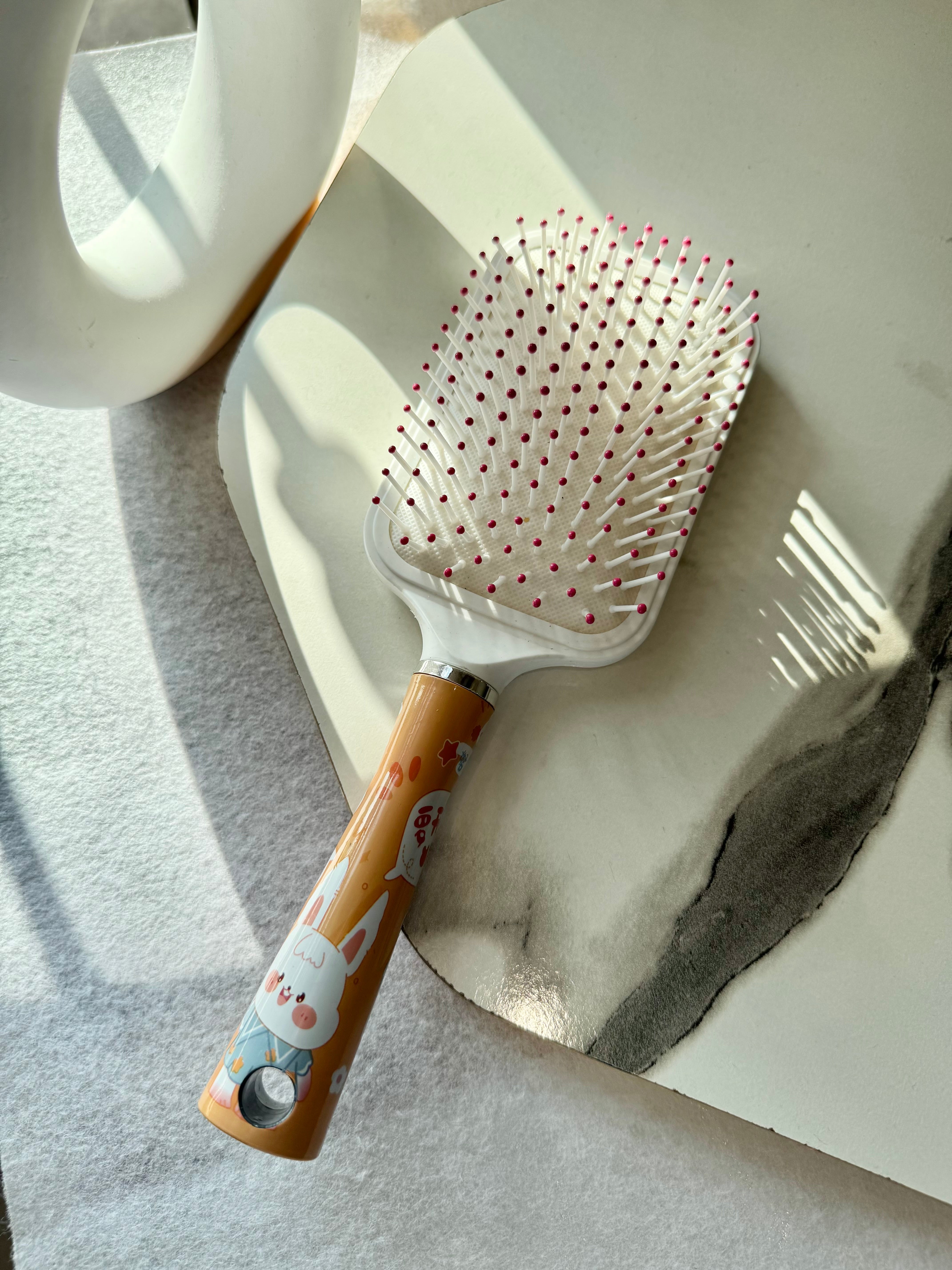 Softest White Brown Bunny Square Brush