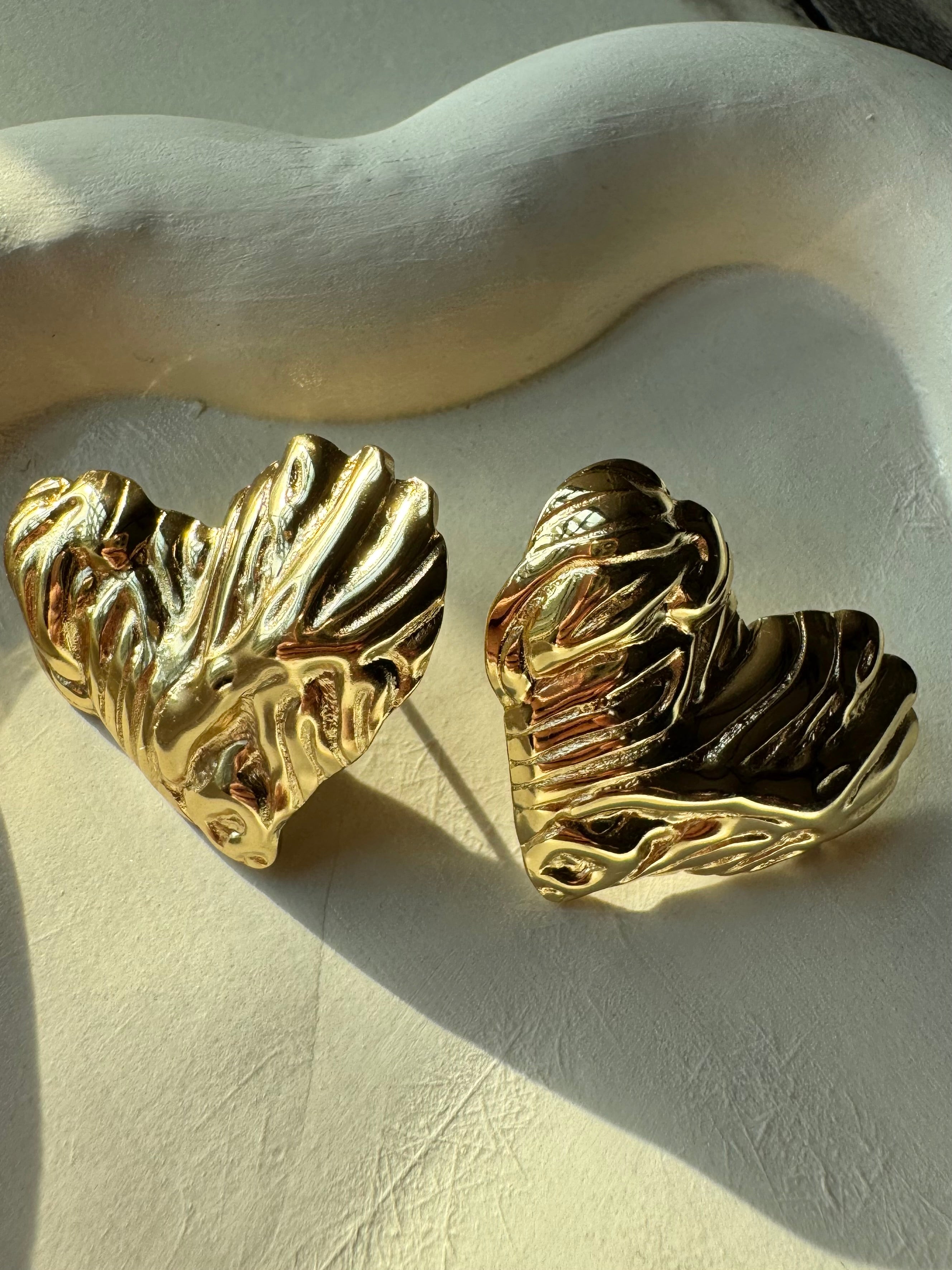 Cute Heart Earrings - 18K Gold Plated