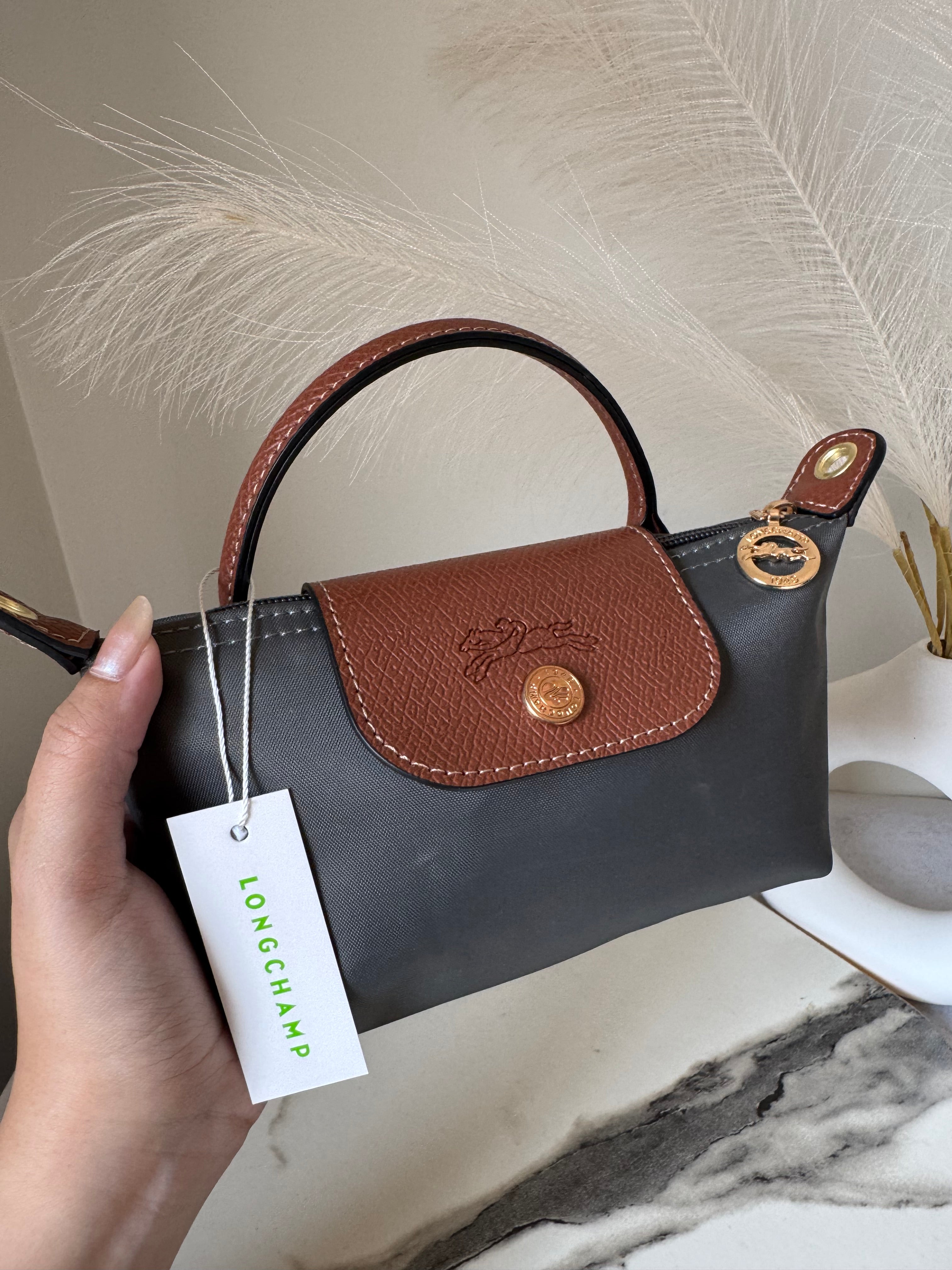 LongChamp Crossbody Bag with Strap - Grey (WITH BRAND LOGO)