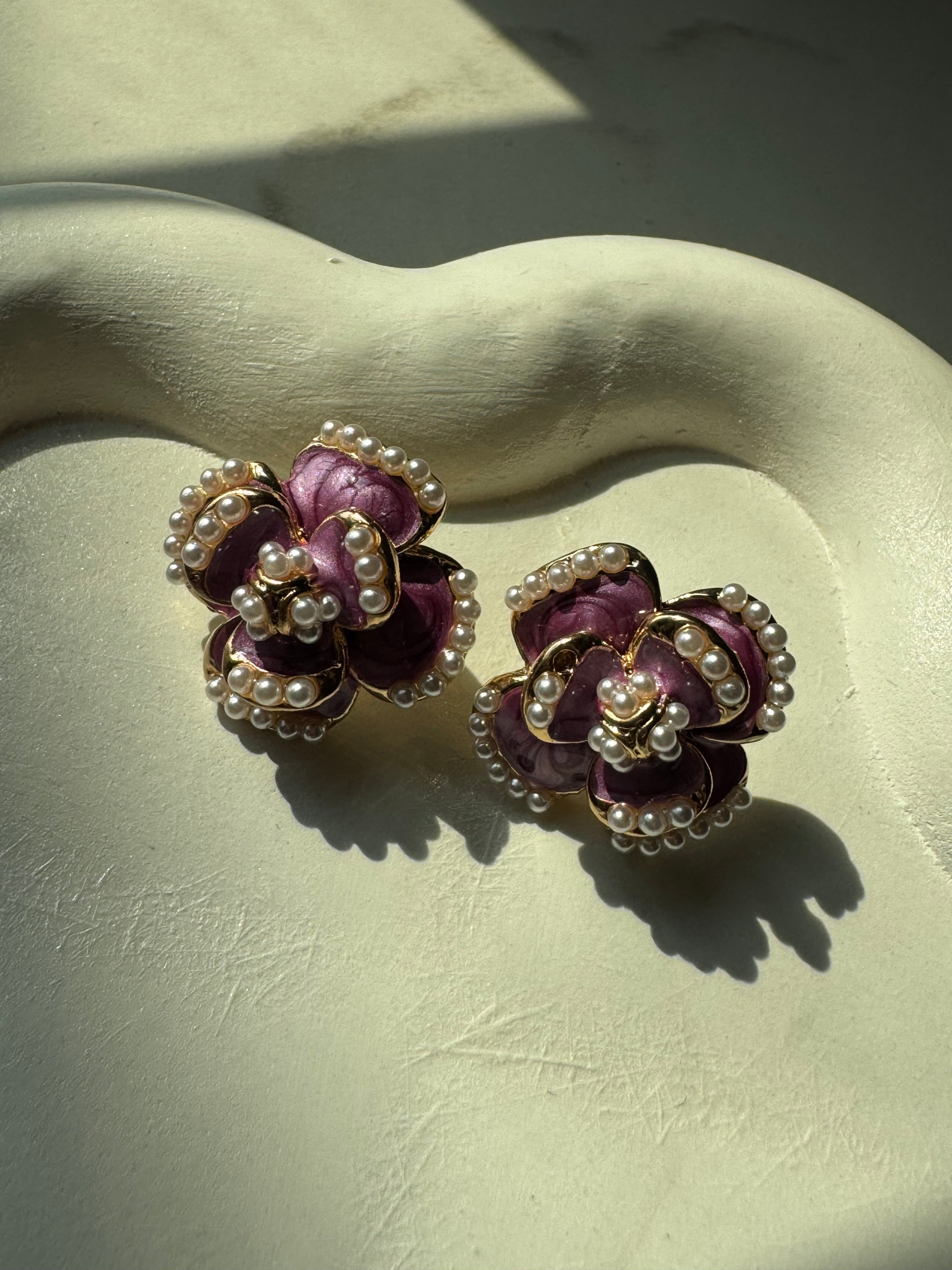 Mauve Lux Floral Earrings
