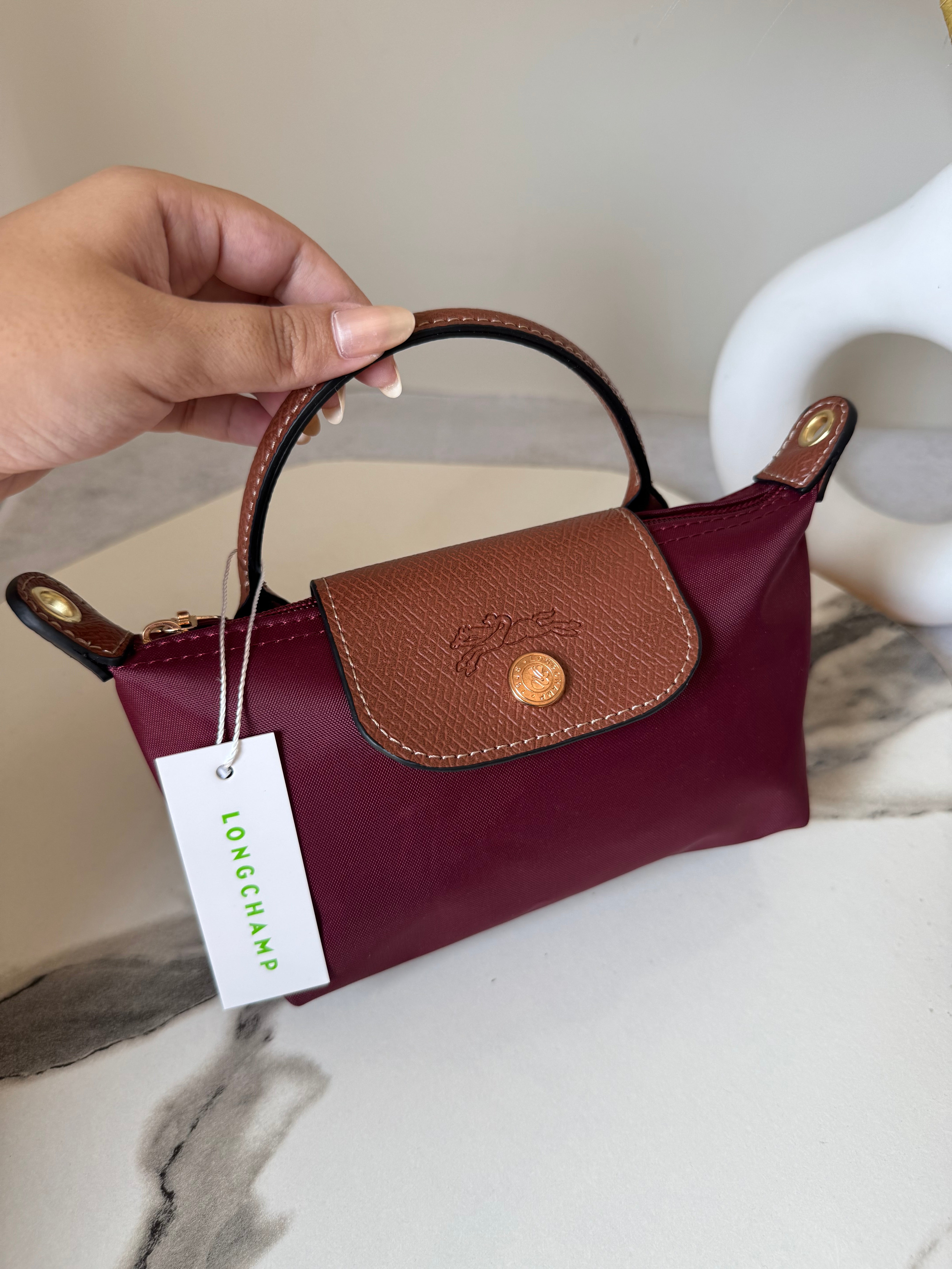 LongChamp Crossbody Bag with Strap - Wine Red (WITH BRAND LOGO)