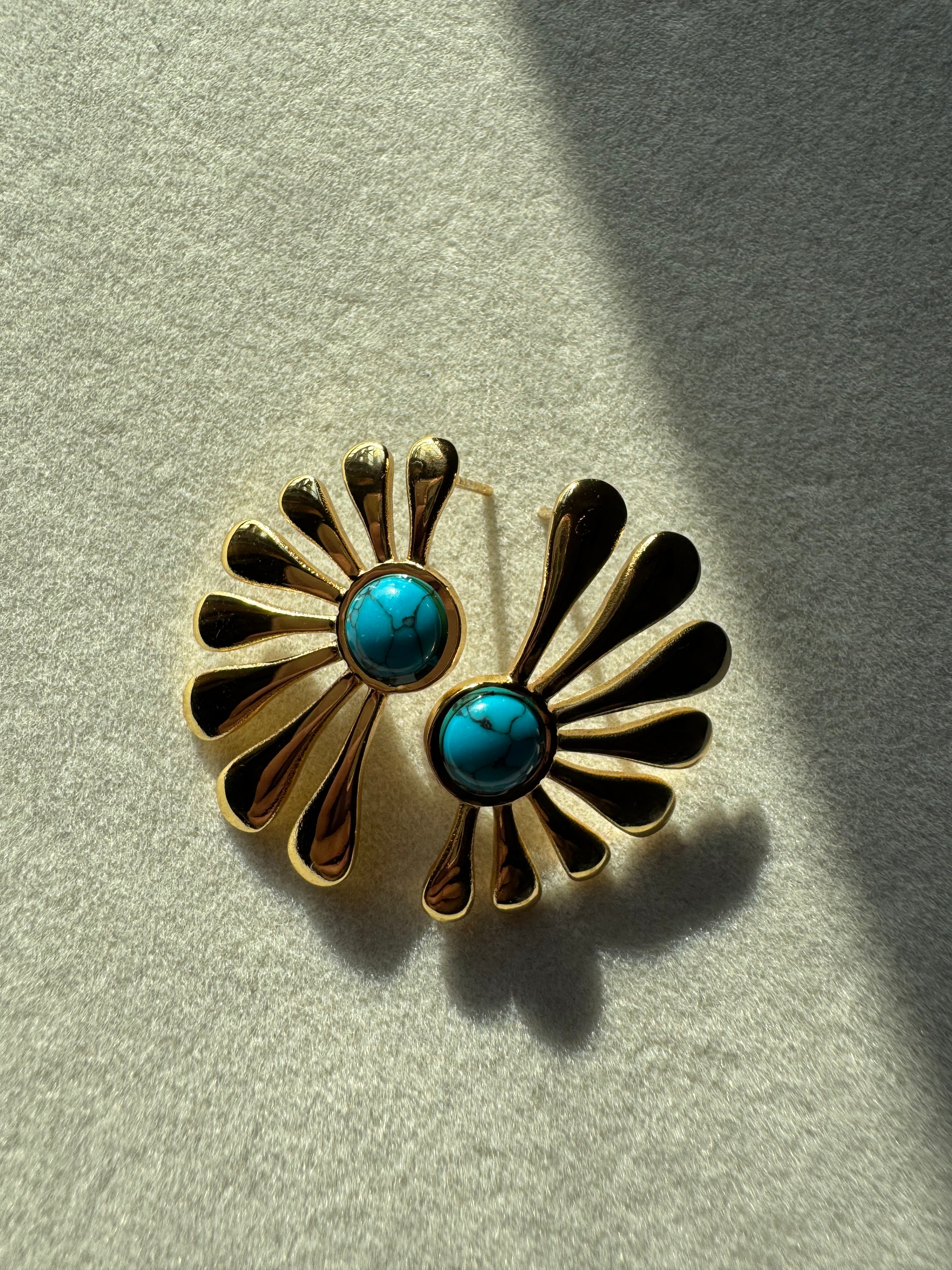Turquoise Studs - 18K Gold Plated