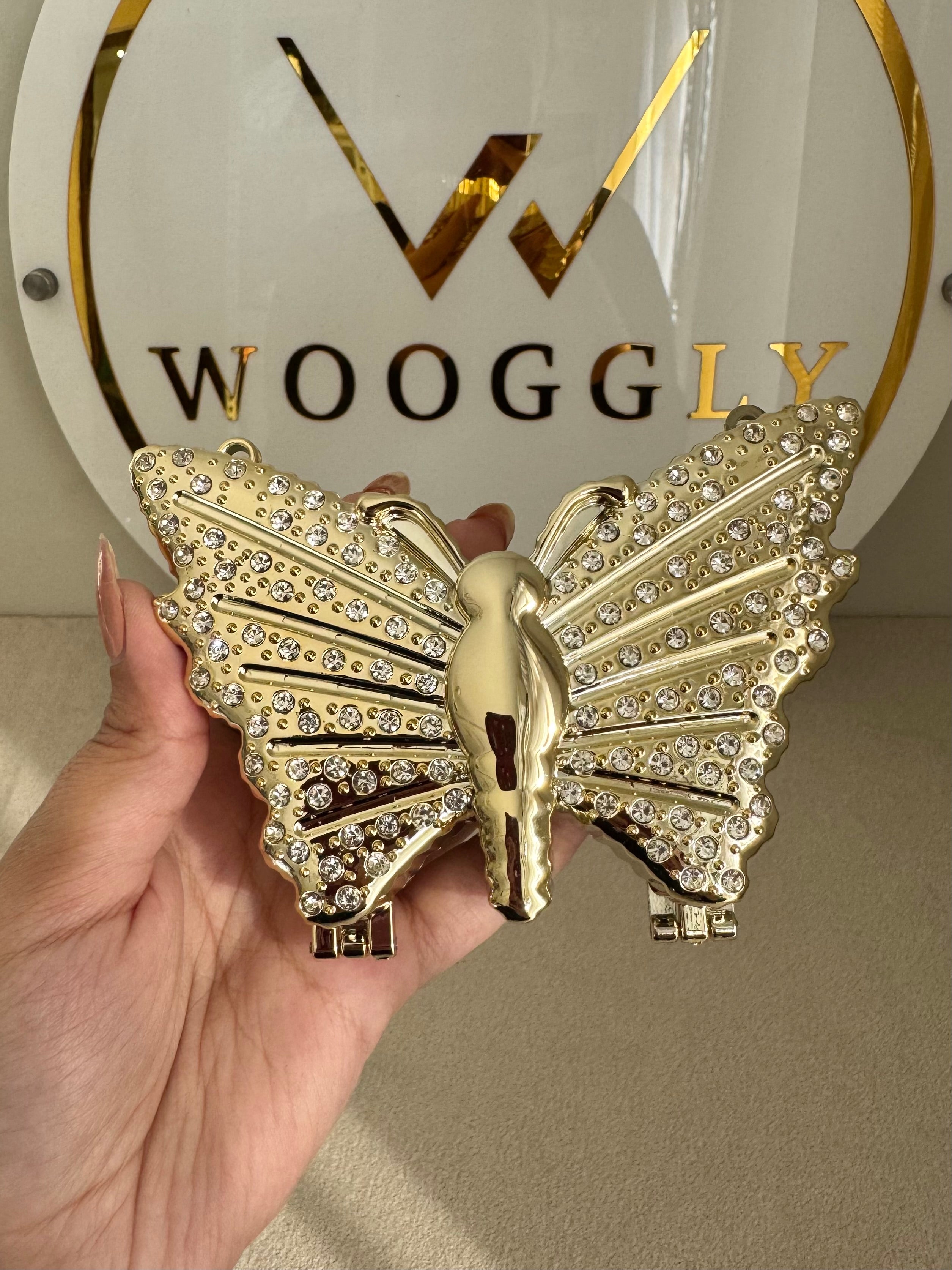 Glam Butterfly Clutch with Chain - Mini Gold