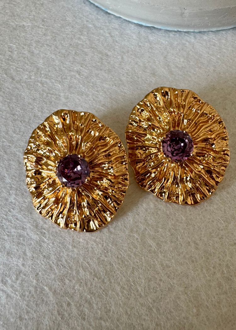 Lilac Gold Earrings - 18K Gold Plated