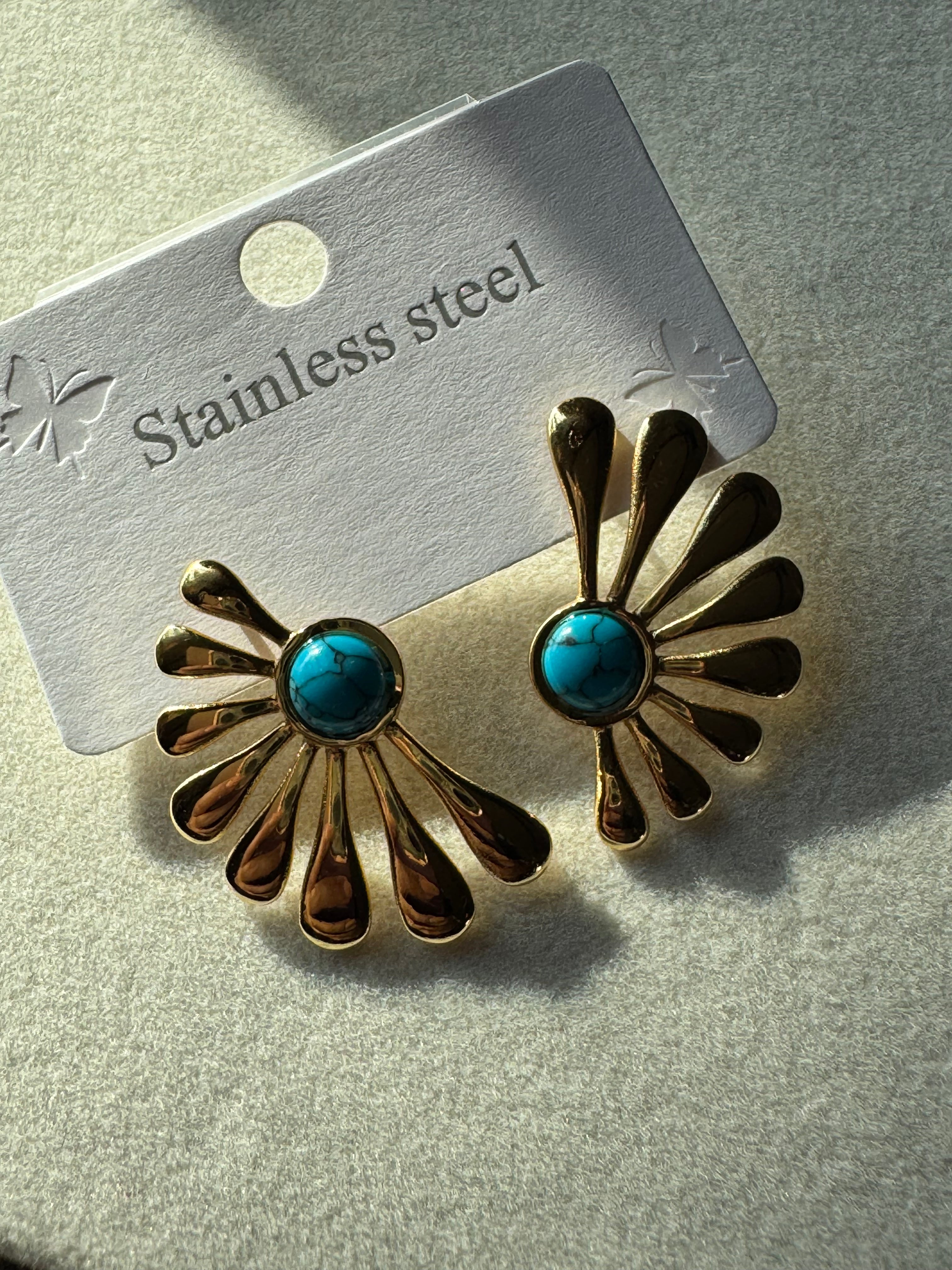 Turquoise Studs - 18K Gold Plated