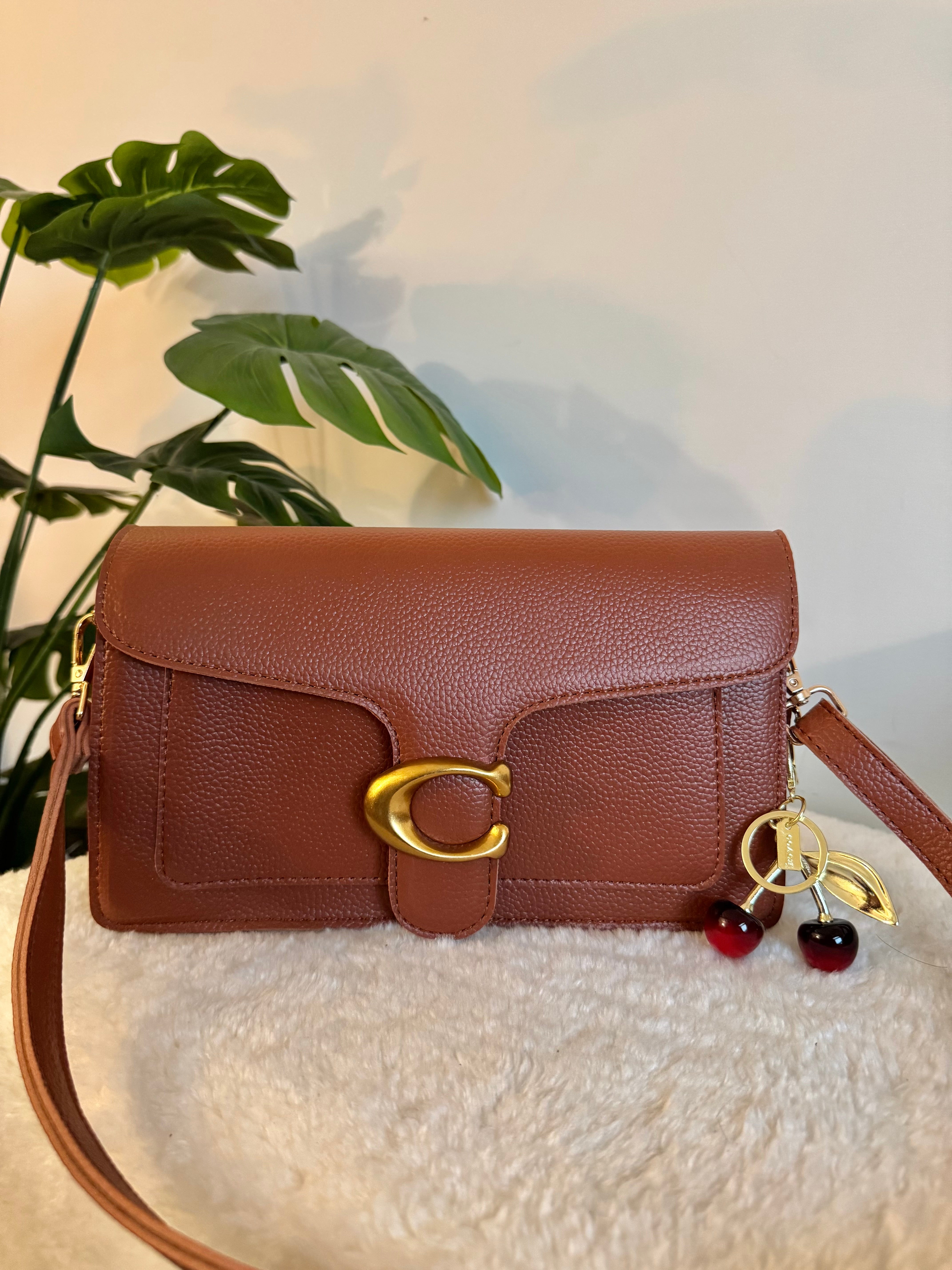 COACH TABBY with Coach Cherry Charm (Brown)