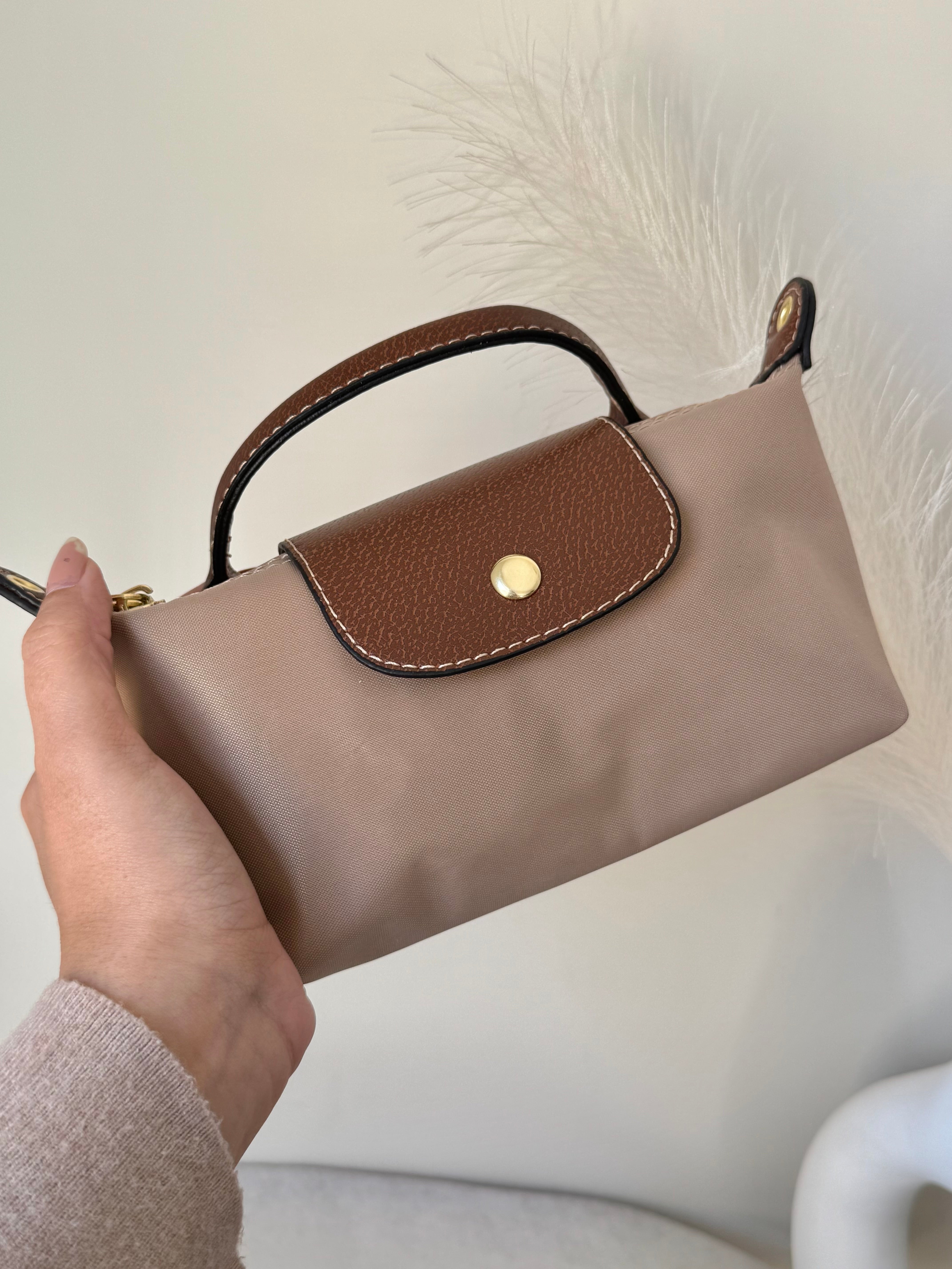 Longchamp Crossbody Bag with Strap - Small Khaaki (NO LOGO)