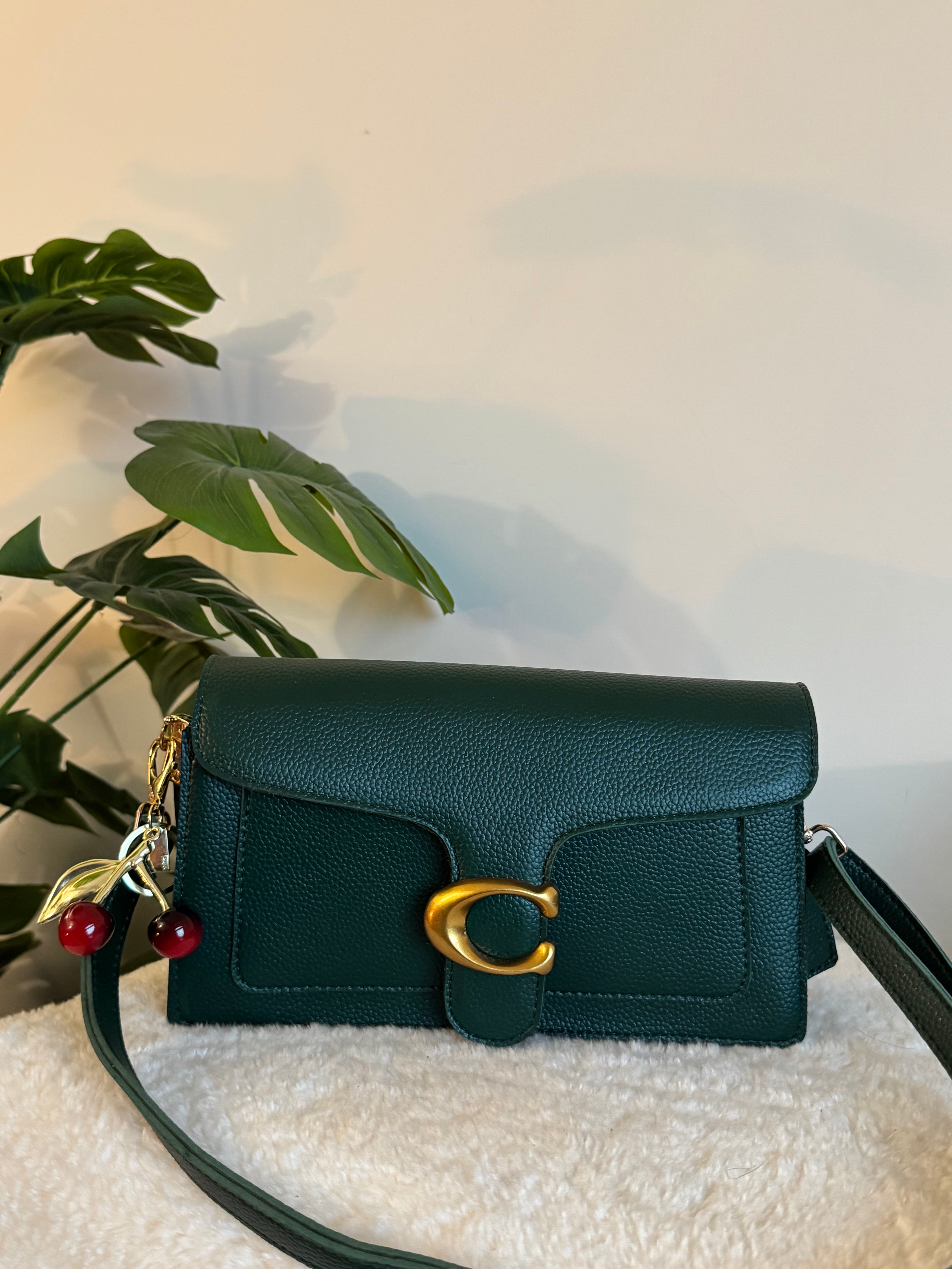 COACH TABBY with Coach Cherry Charm (Green)