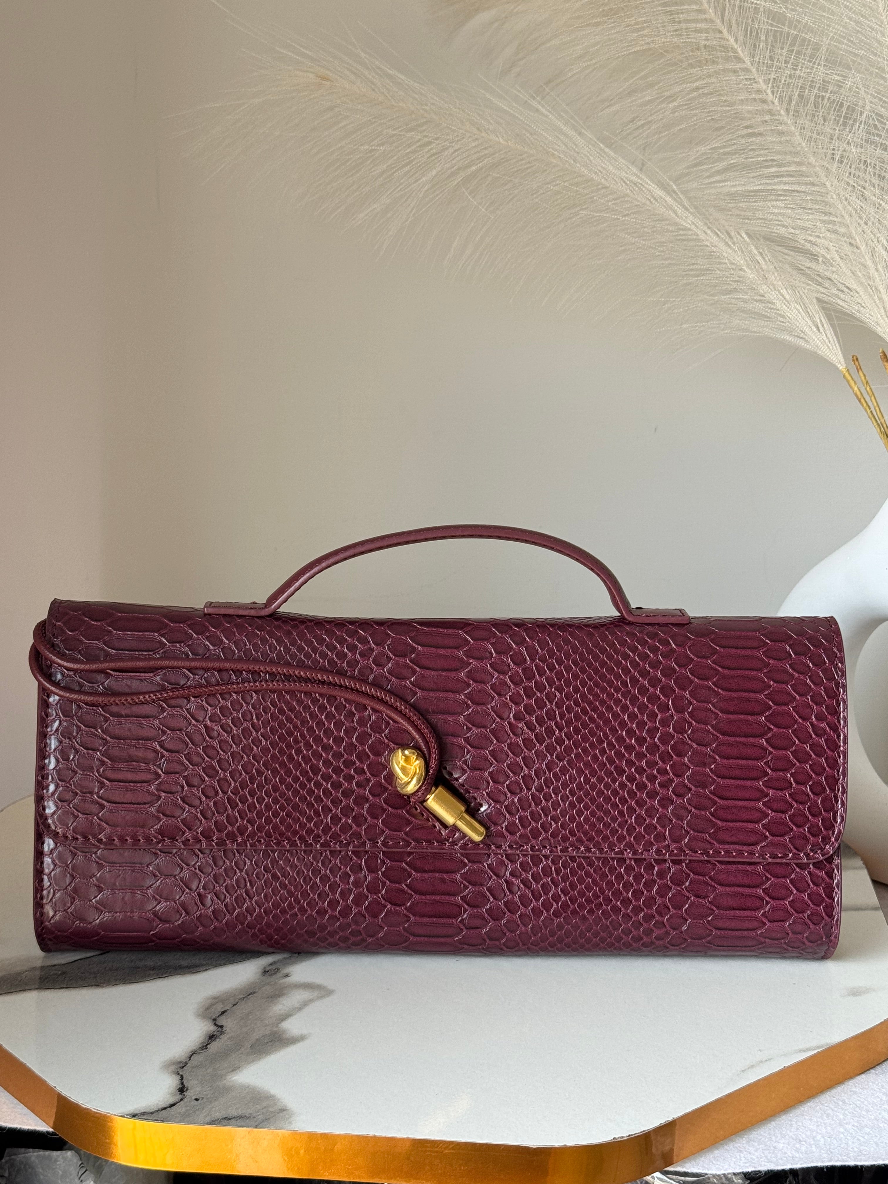 Bottega Veneta Inspired Clutch (Burgandy)