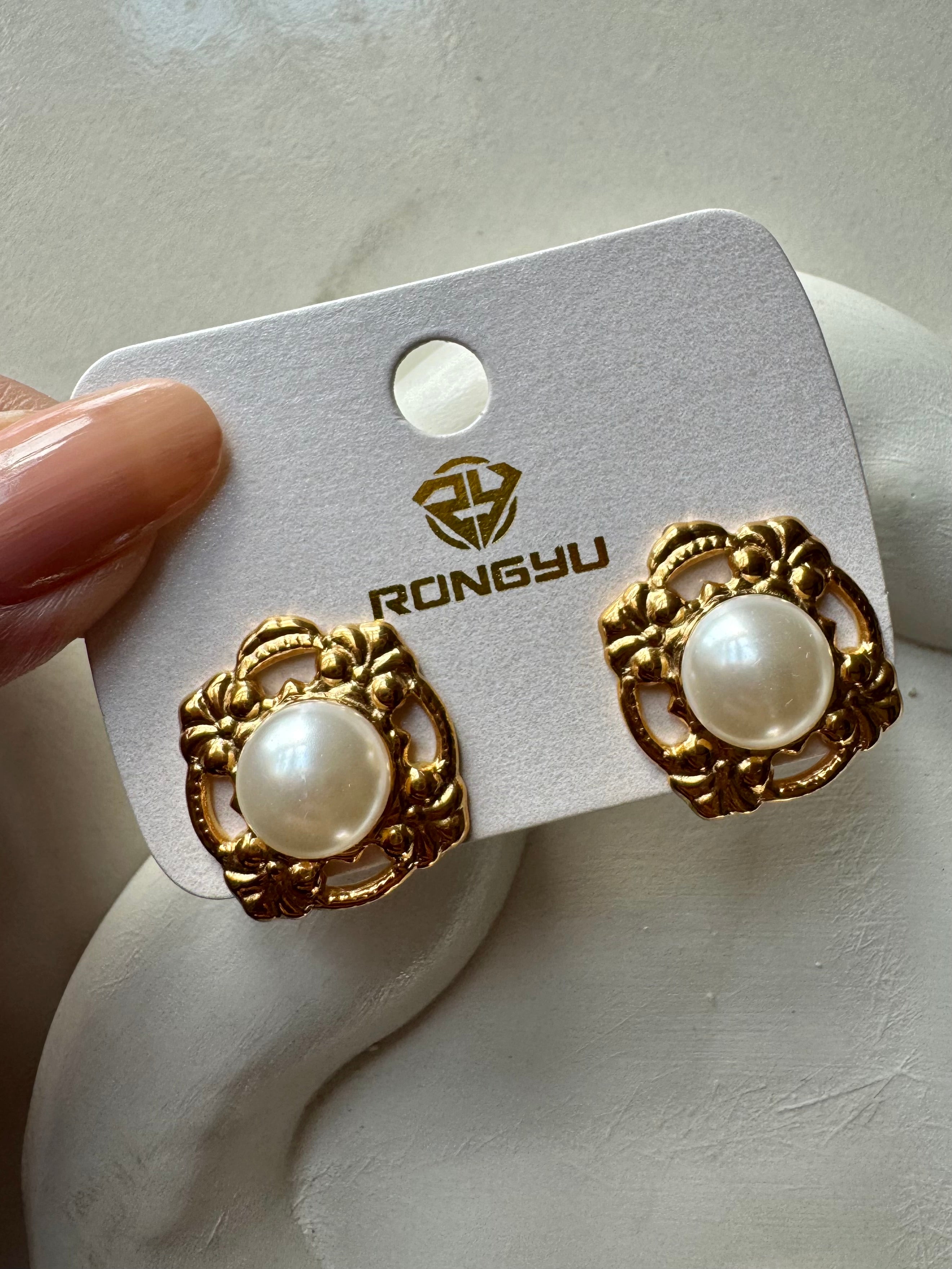 Moonlit Pearl Studs