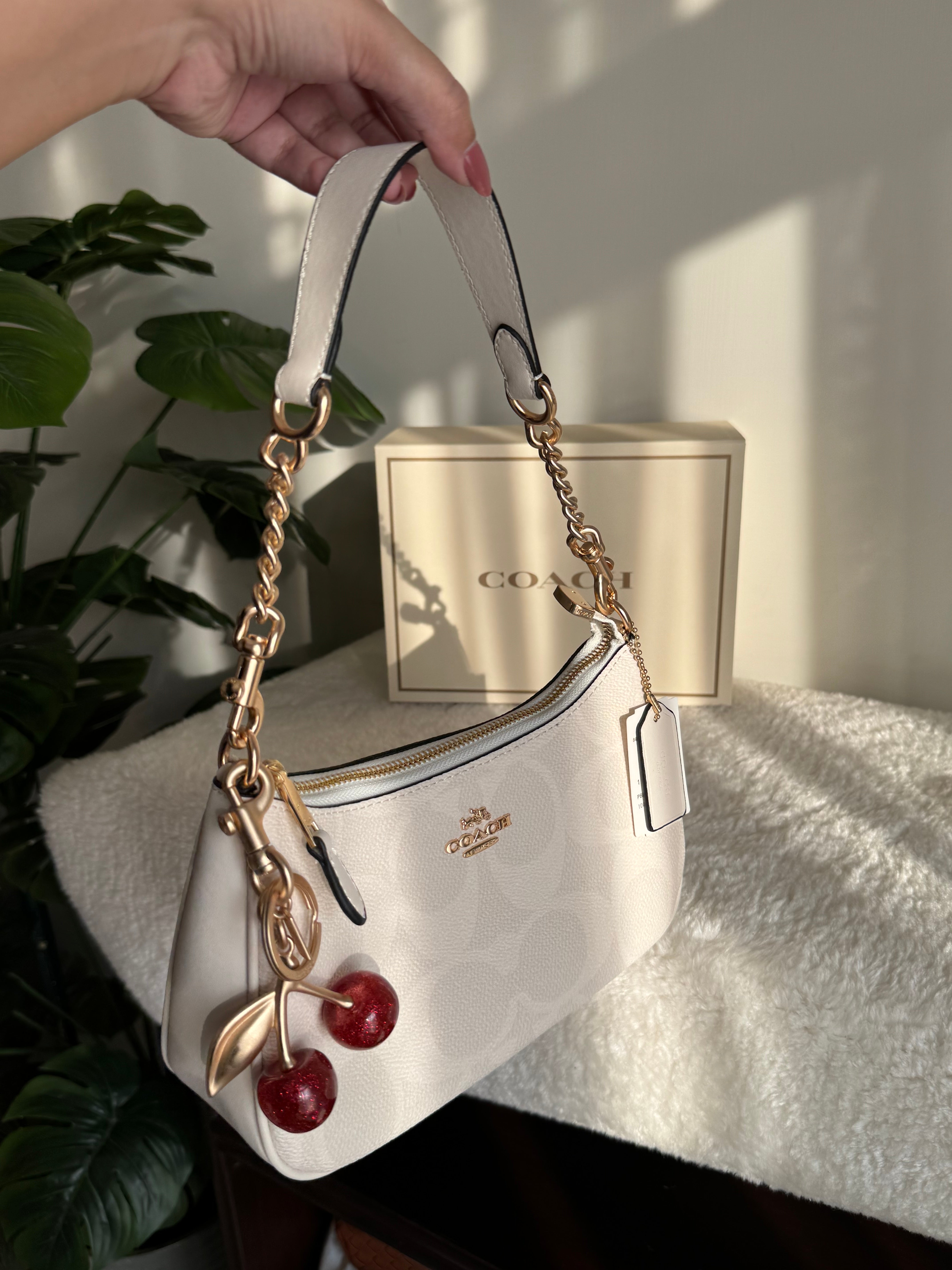 COACH TERI PREMIUM with Coach Cherry Charm (White) - BOX PACKING