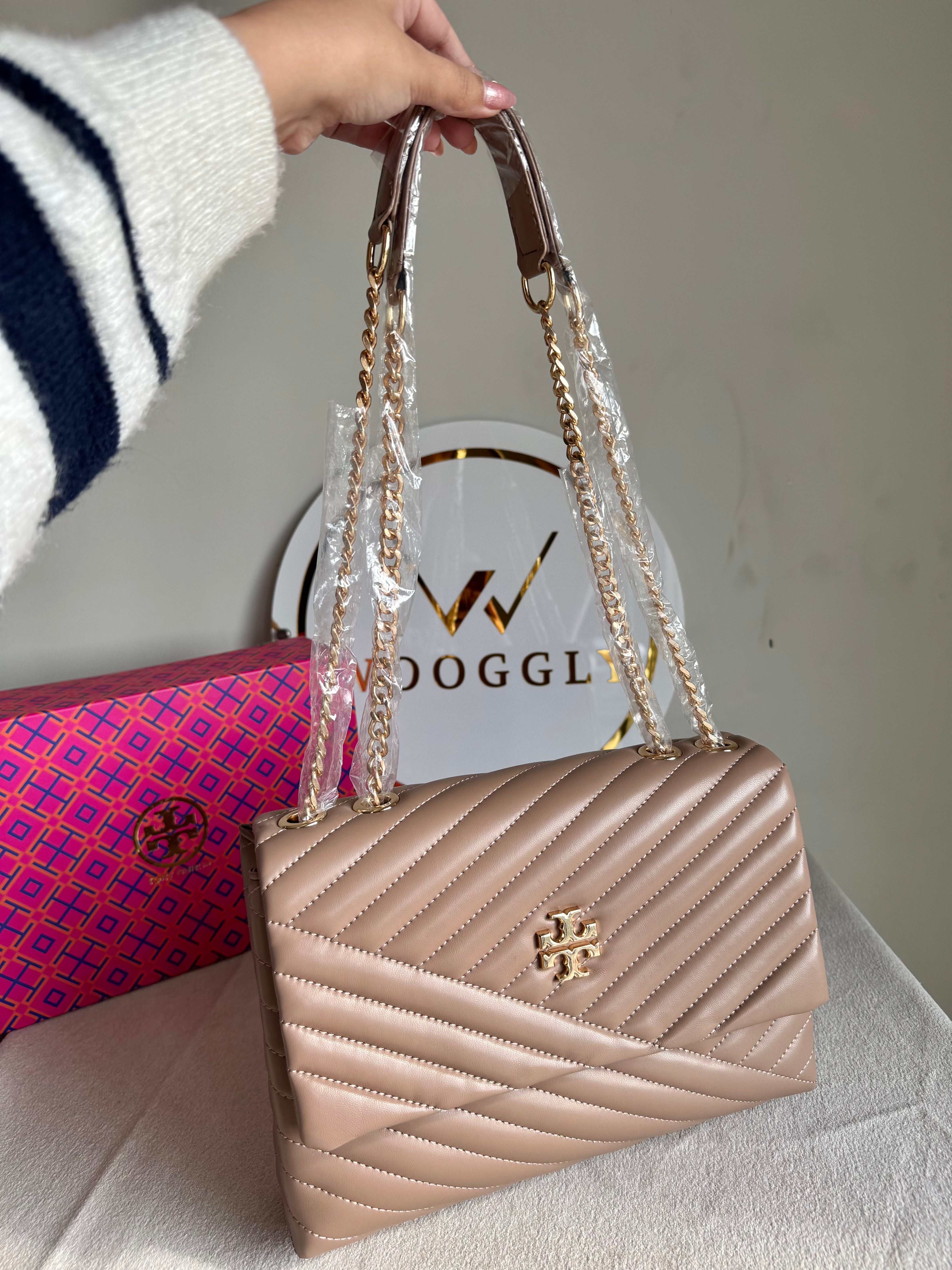 Tory Burch Signature Bag - Beige with Box Packing