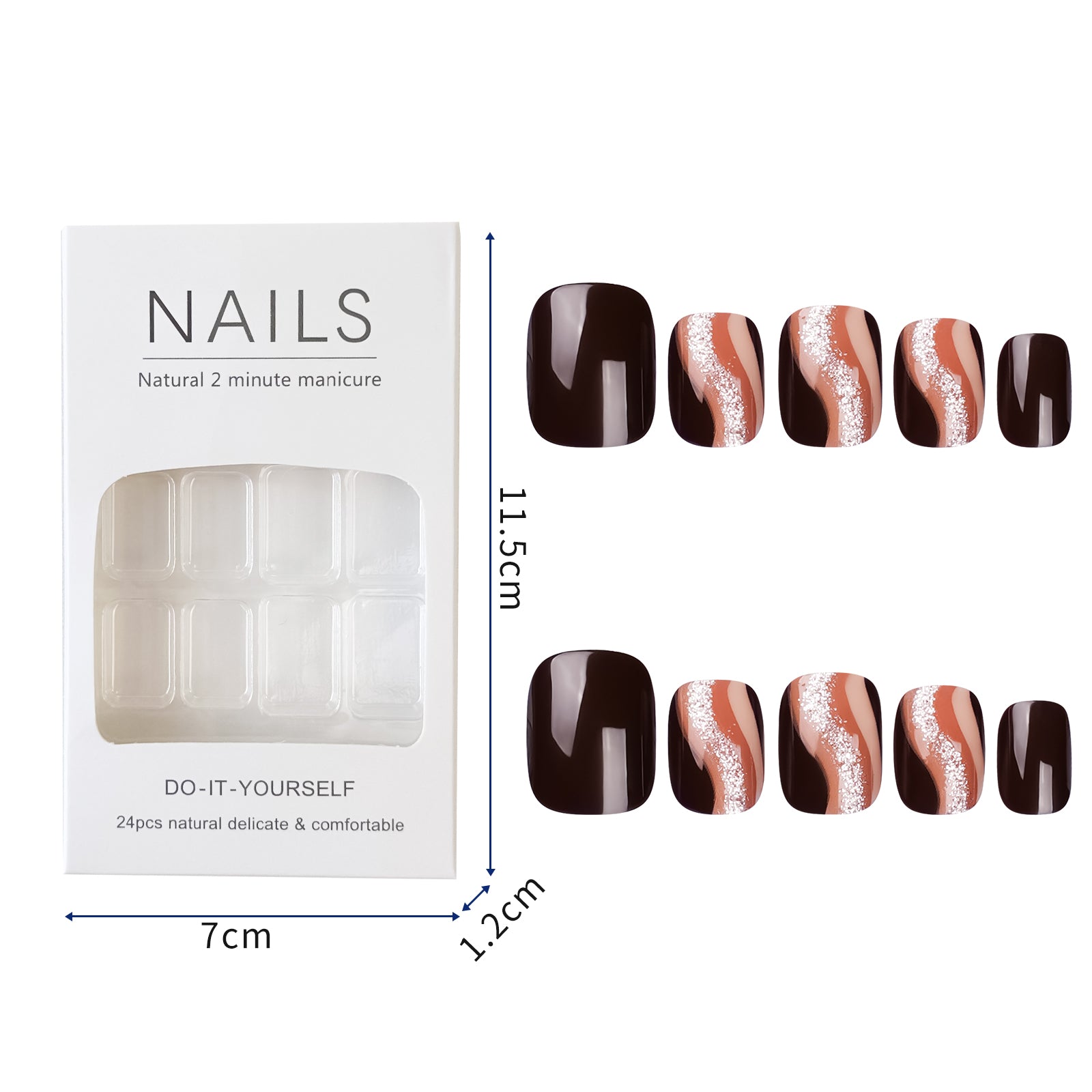 Hearty Press On Nails - 24 Pieces Complete Kit