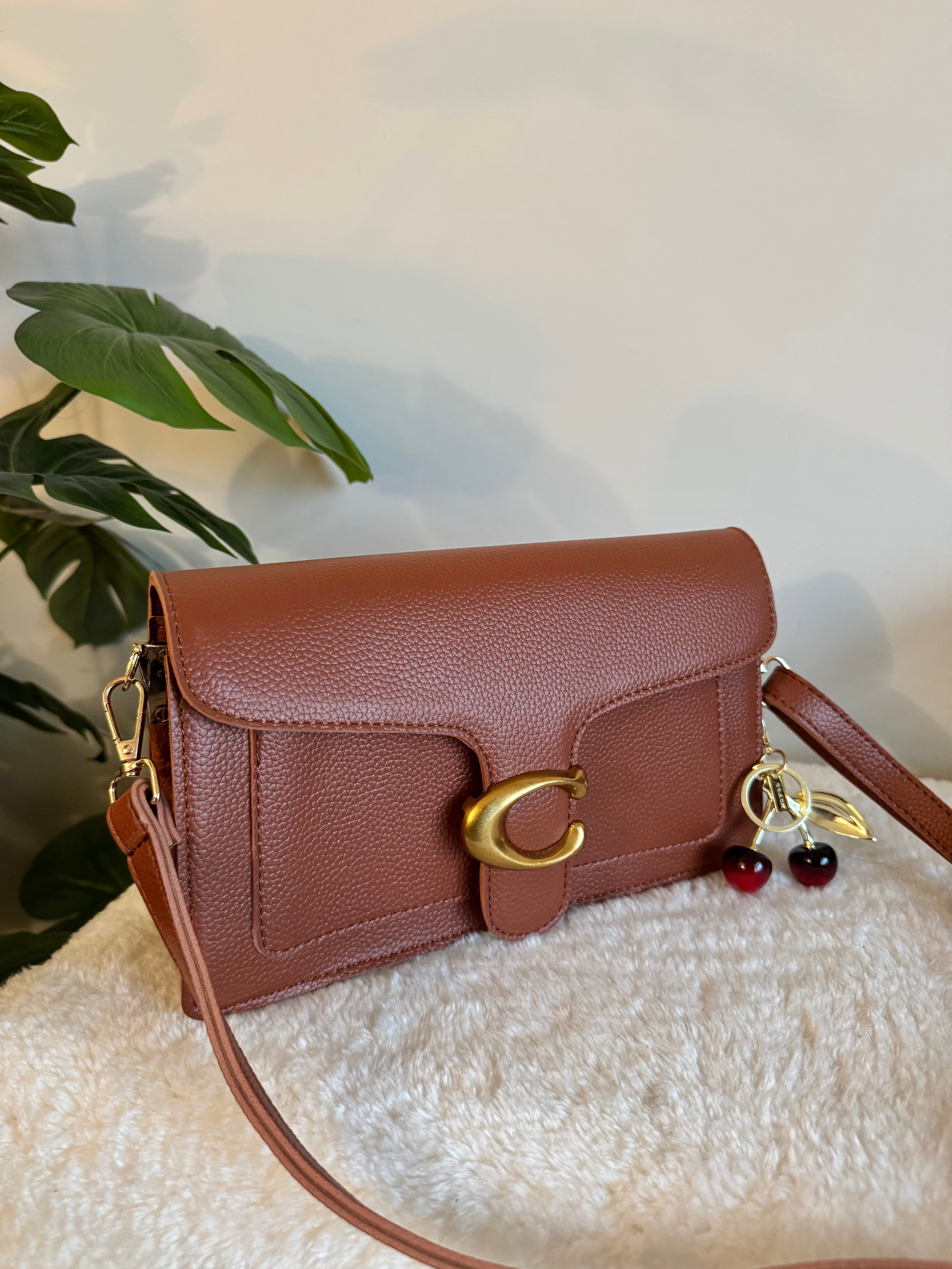 COACH TABBY with Coach Cherry Charm (Brown)