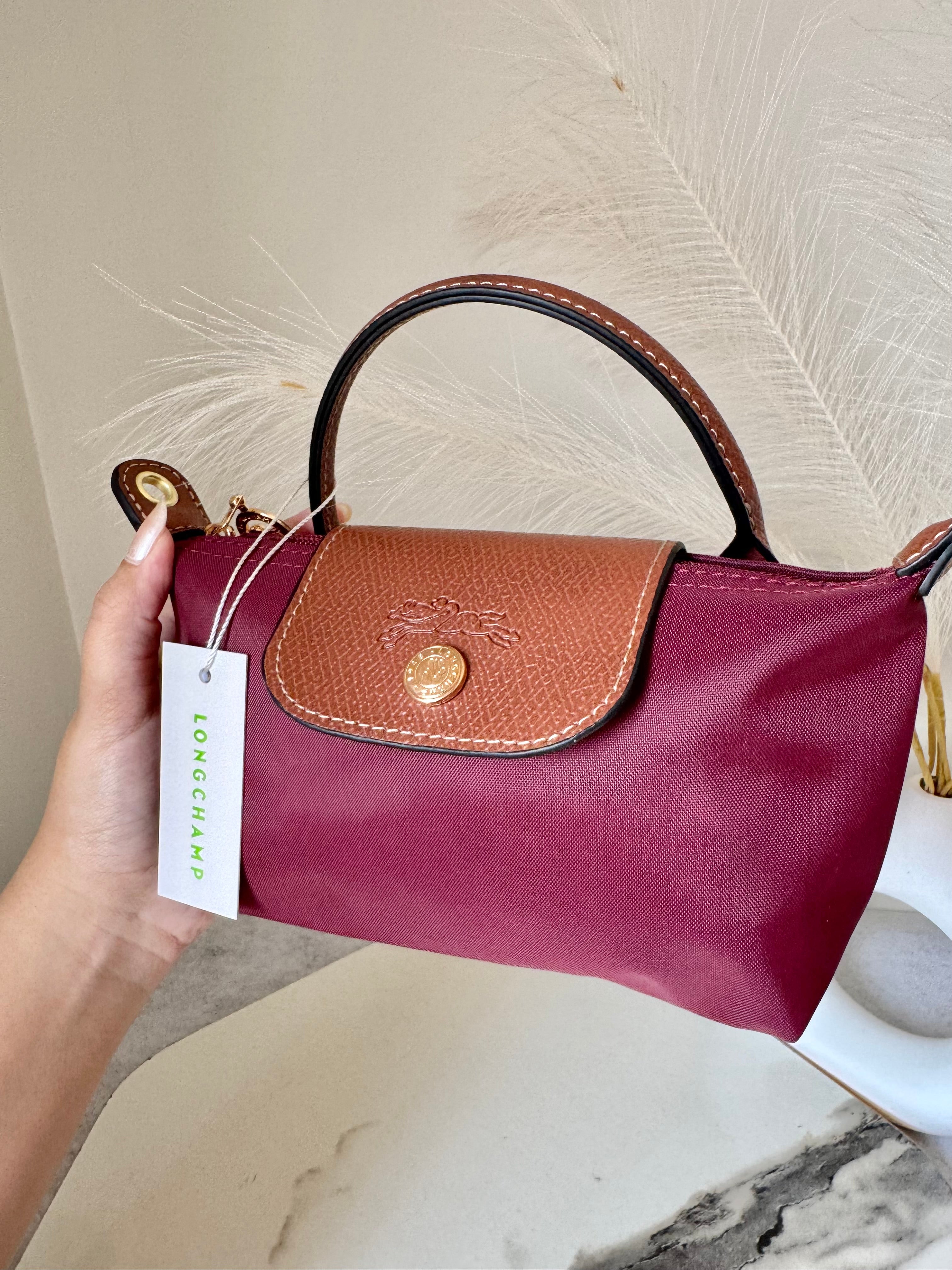 LongChamp Crossbody Bag with Strap - Wine Red (WITH BRAND LOGO)