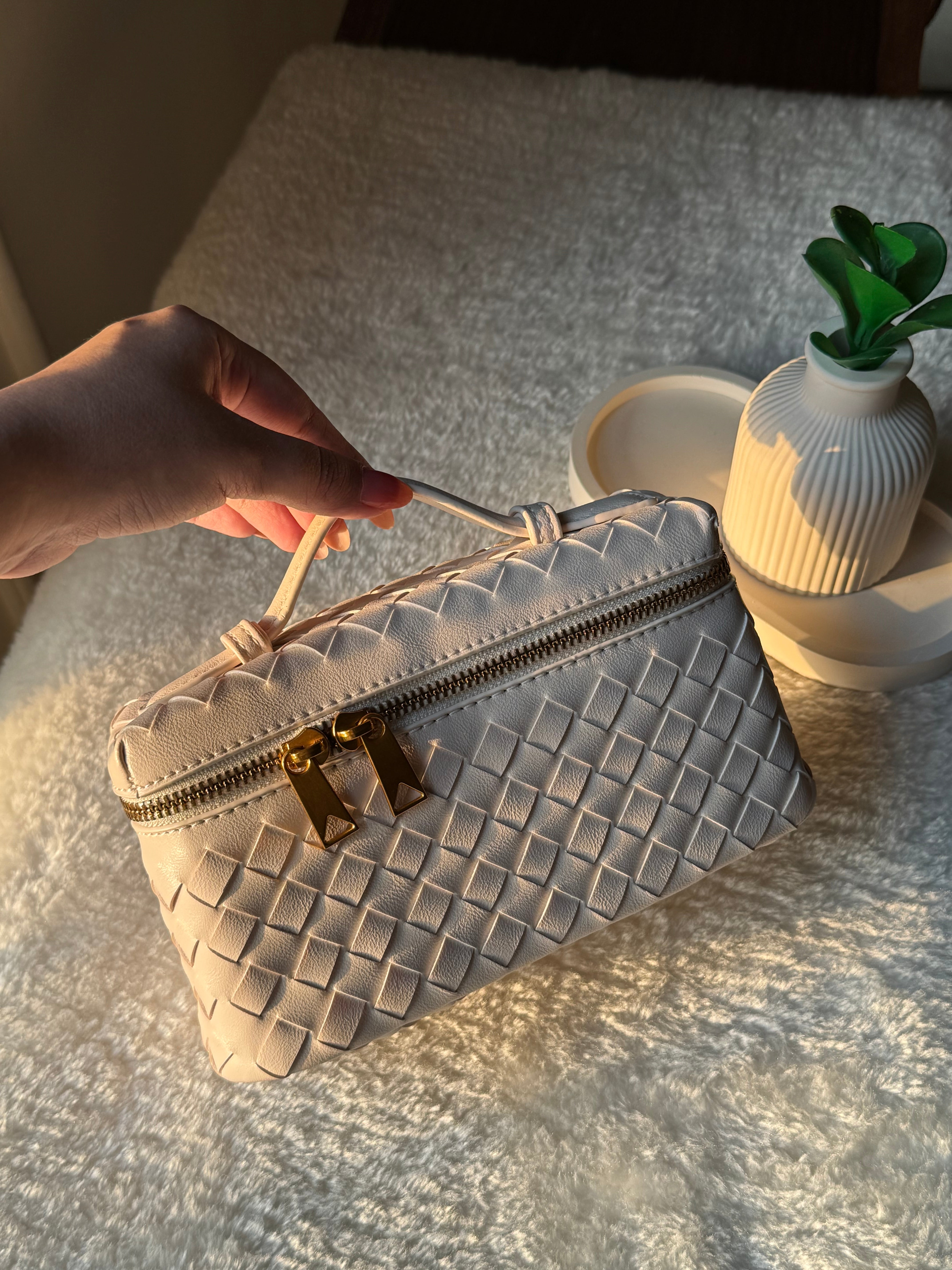 JW Pie Woven Bag with Long Strap (Cream)