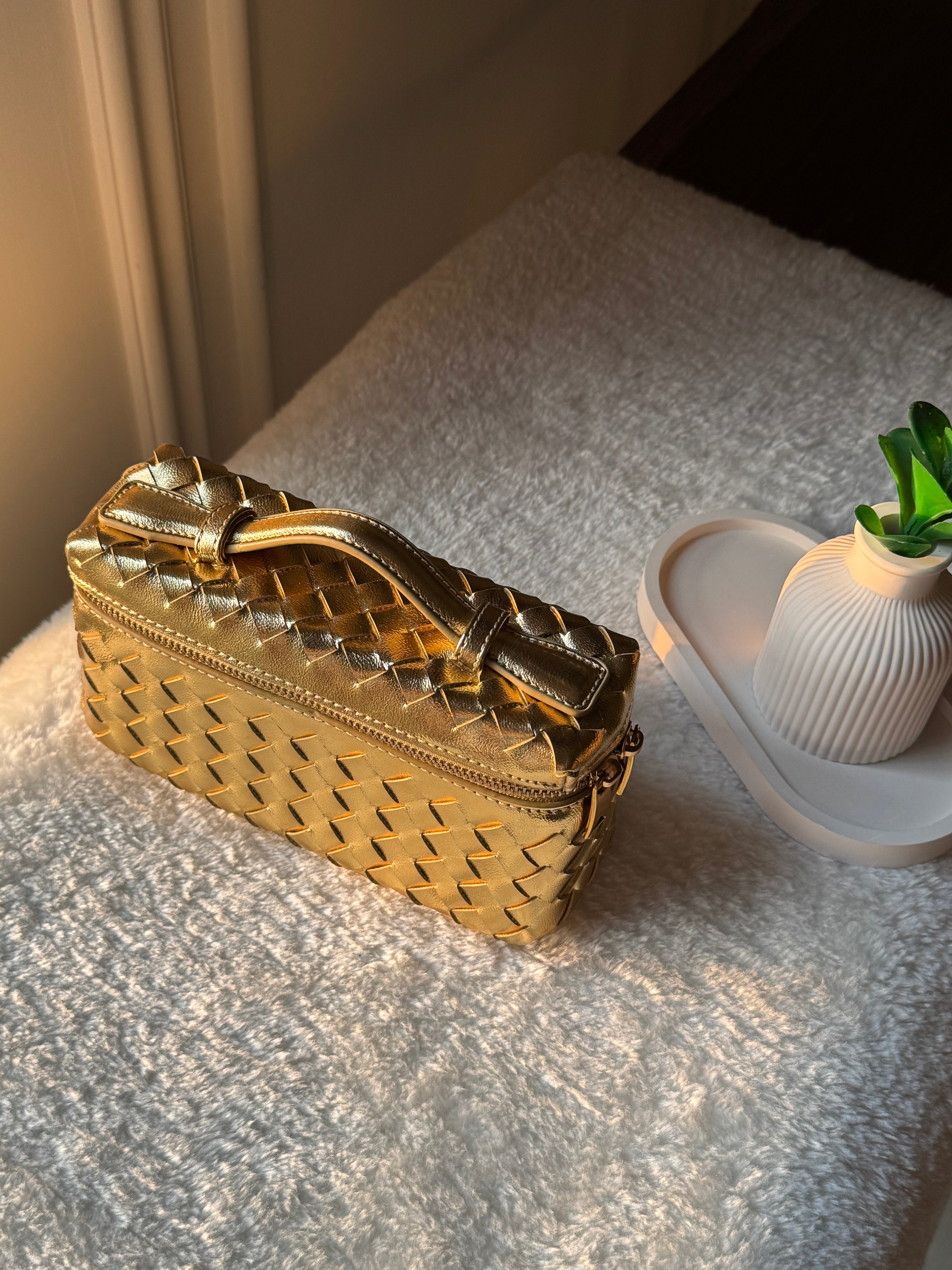 JW Pie Woven Bag with Long Strap (Gold)