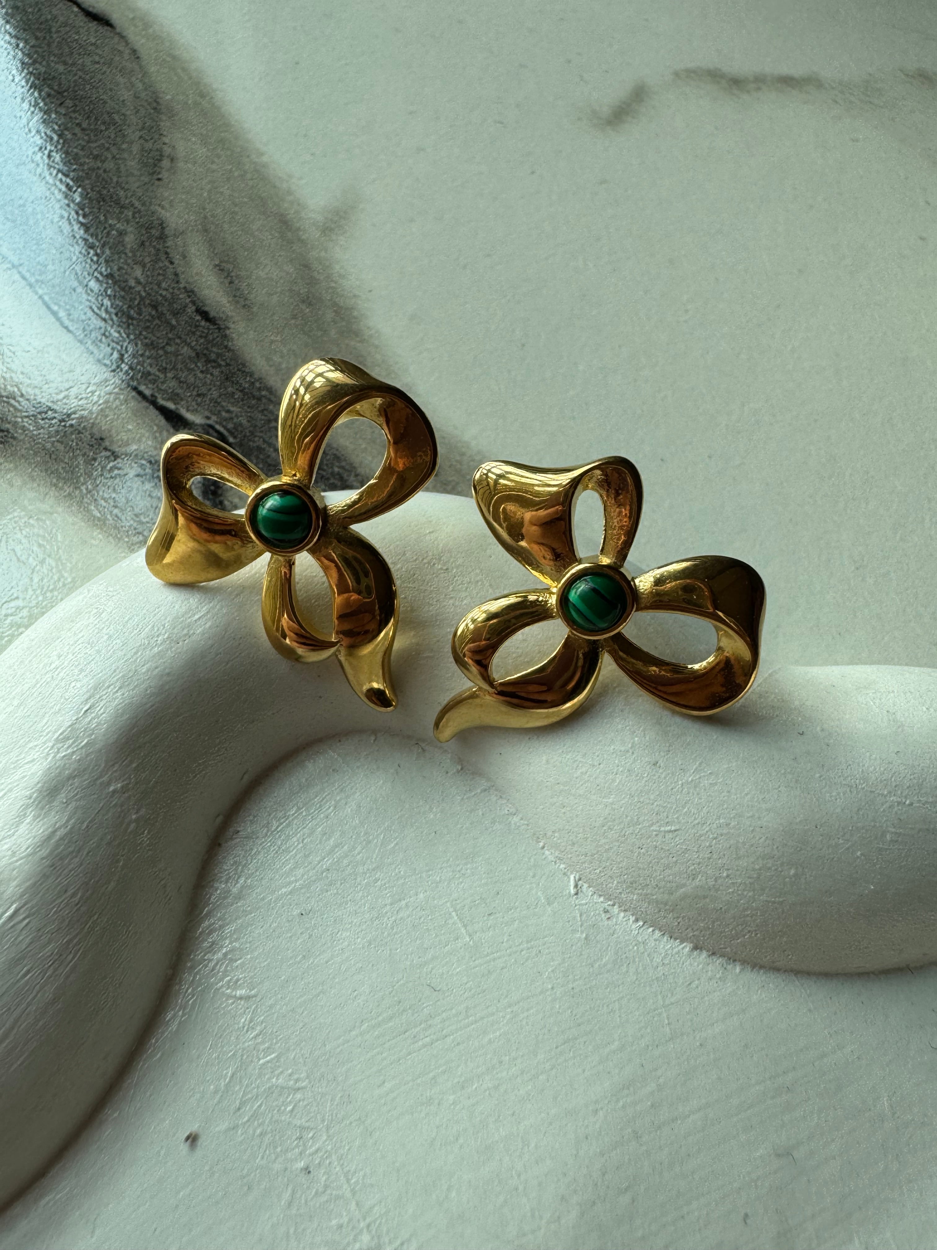 Emerald Grace Bows - 18K Gold Plated