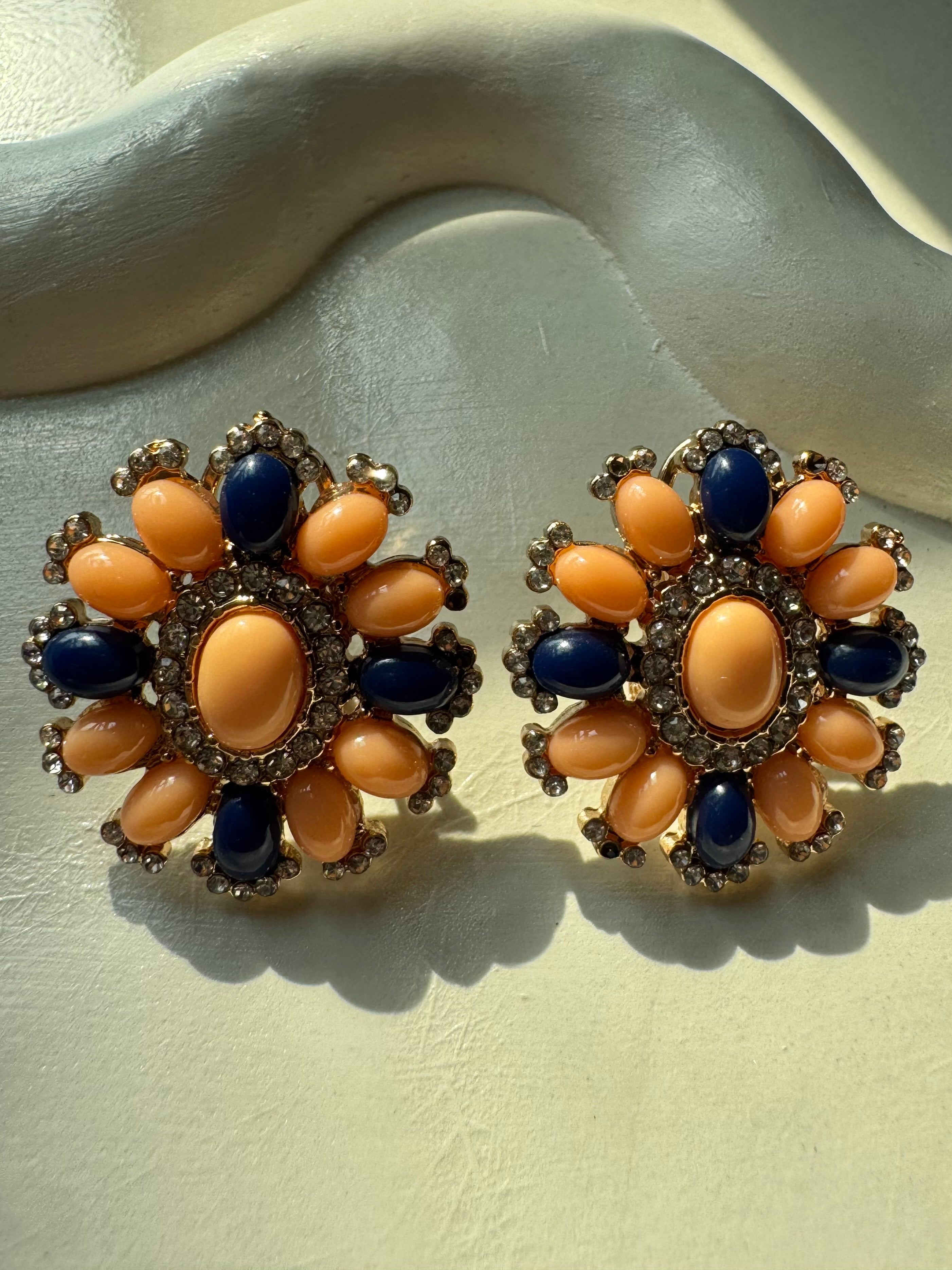 Viva Vibrance Earrings - Peach Deep Blue
