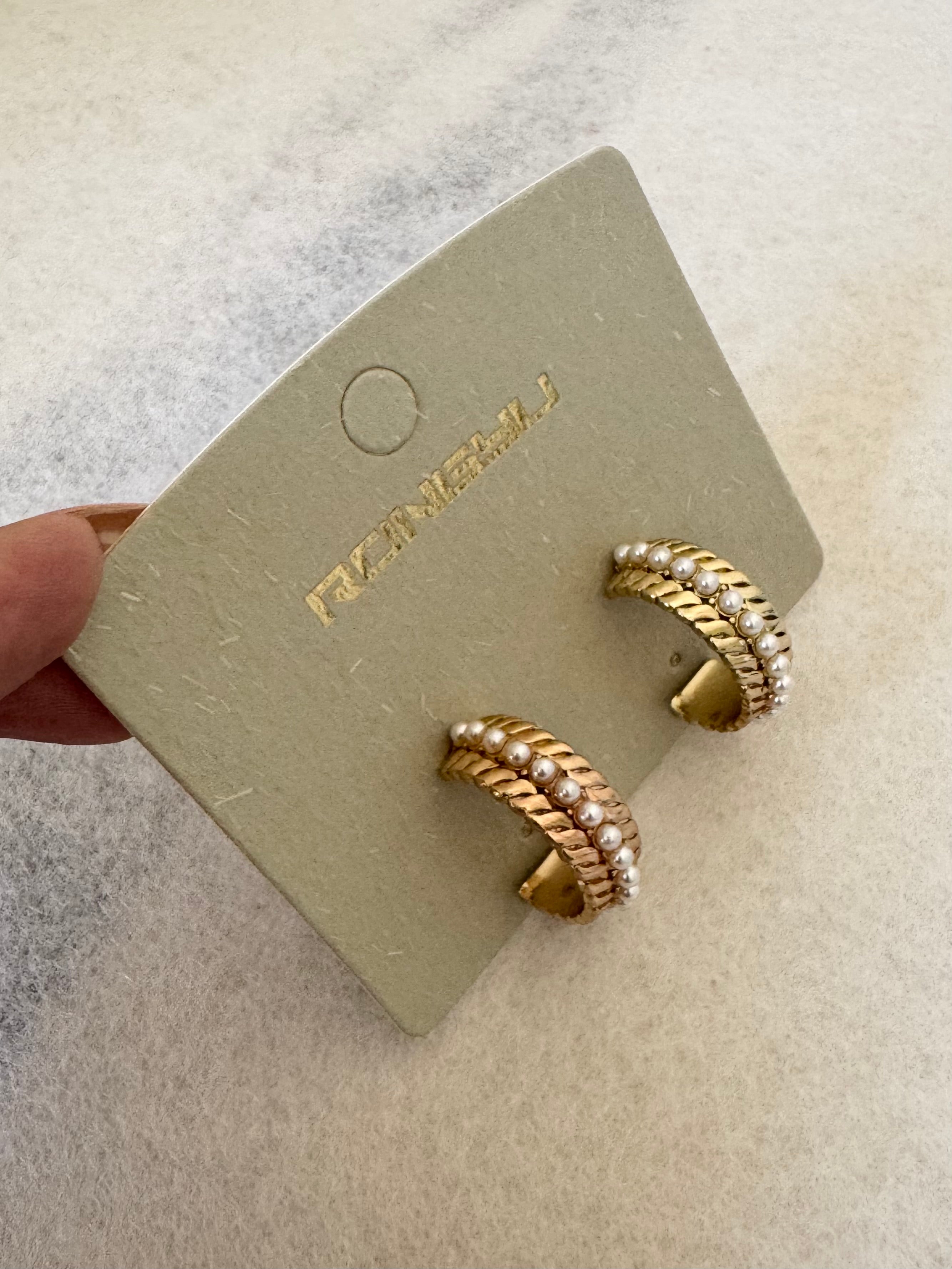 Classic Pearl Gold Hoops
