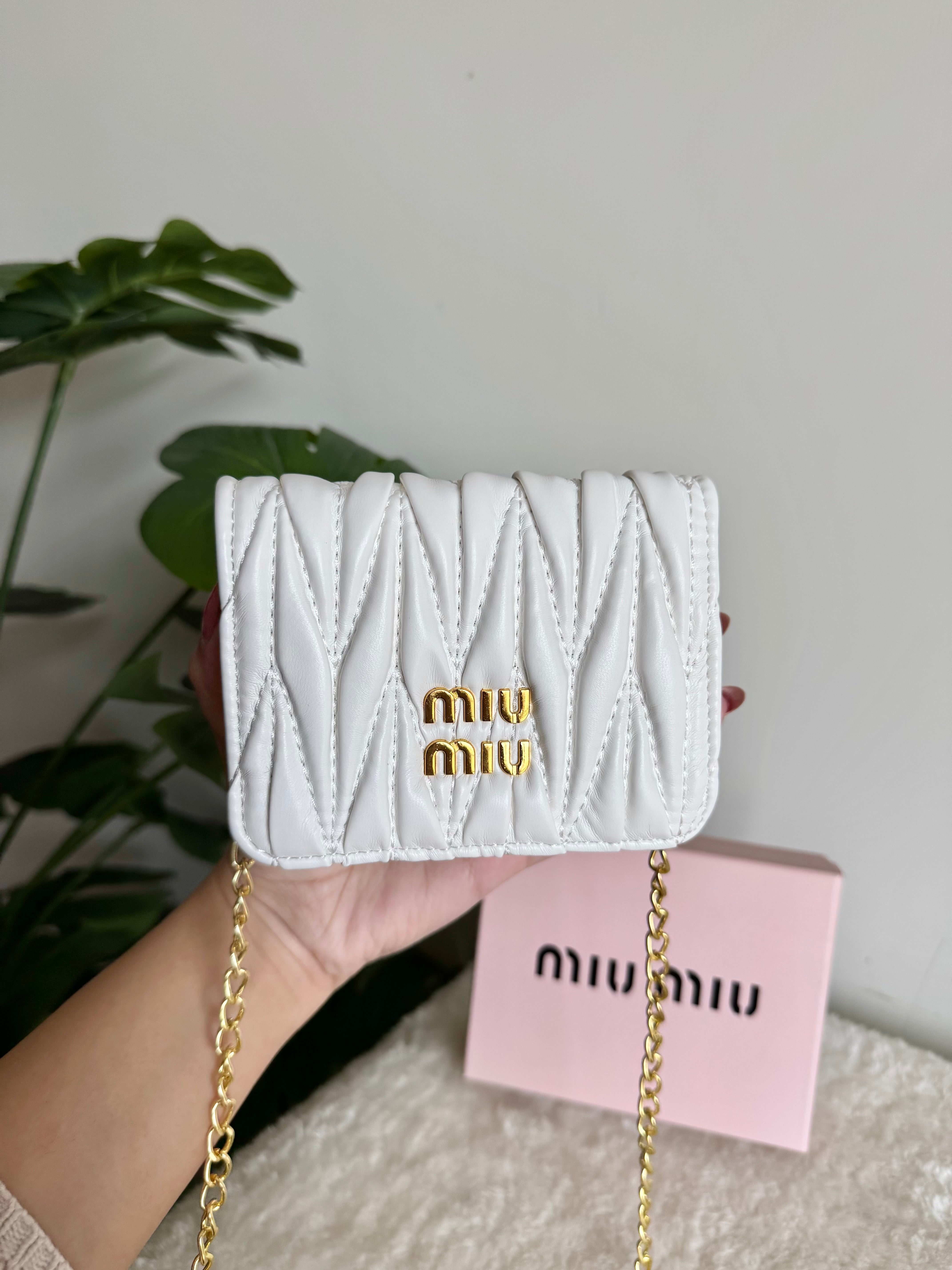 Miu Miu Wallet with Detachable Chain - White