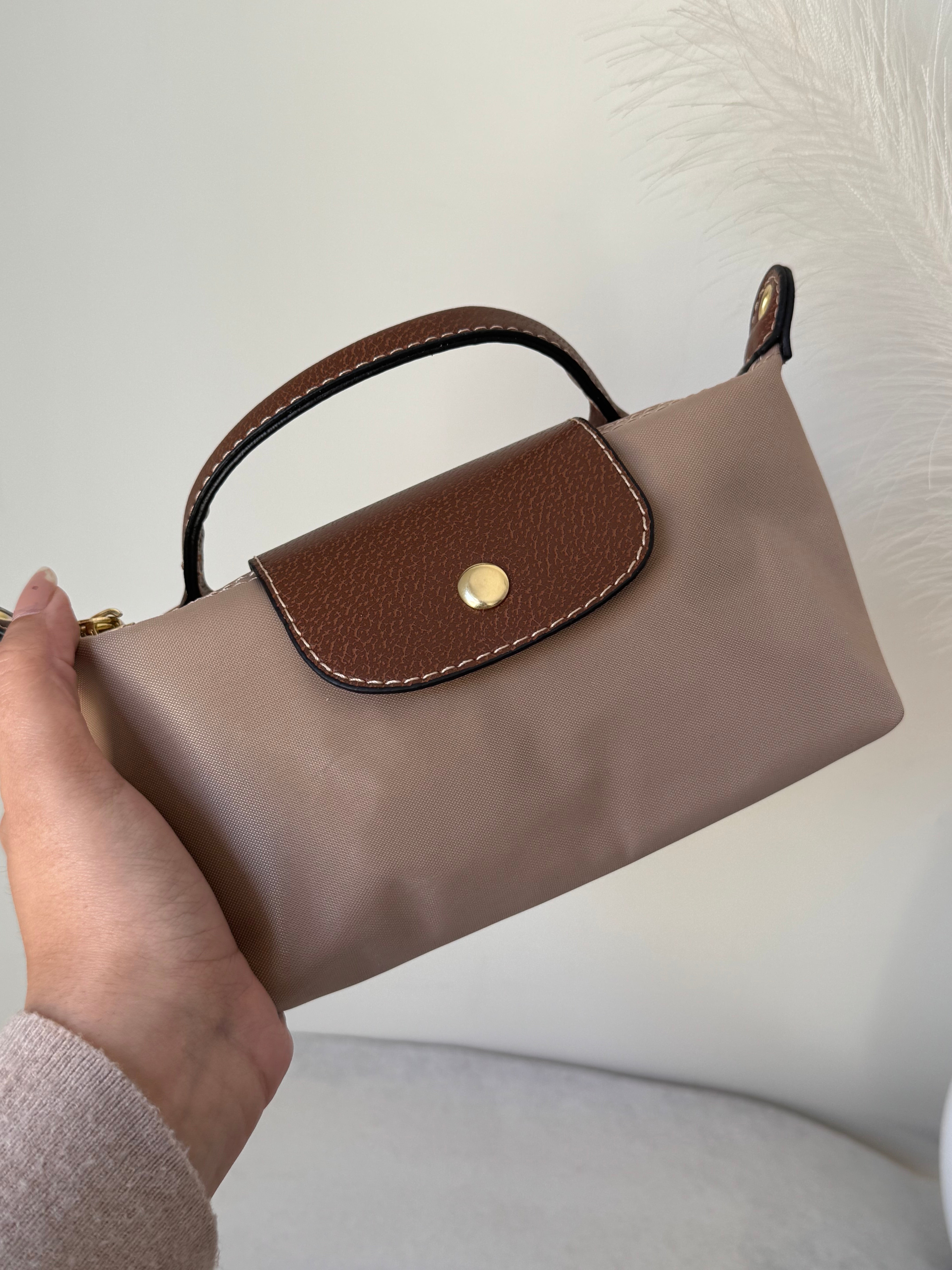 Longchamp Crossbody Bag with Strap - Small Khaaki (NO LOGO)